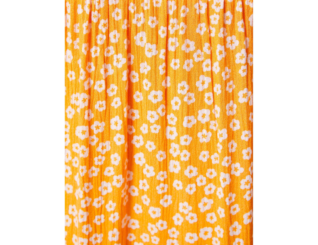 Robe fleurie orange à volants