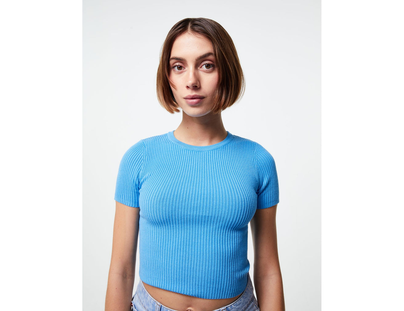 Pull côtelé bleu - Image 1