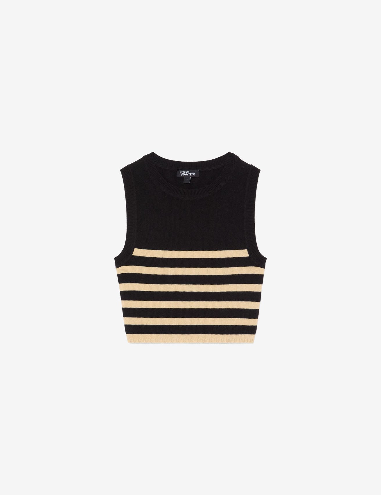 Pull court sans manches noir et beige - Image 6