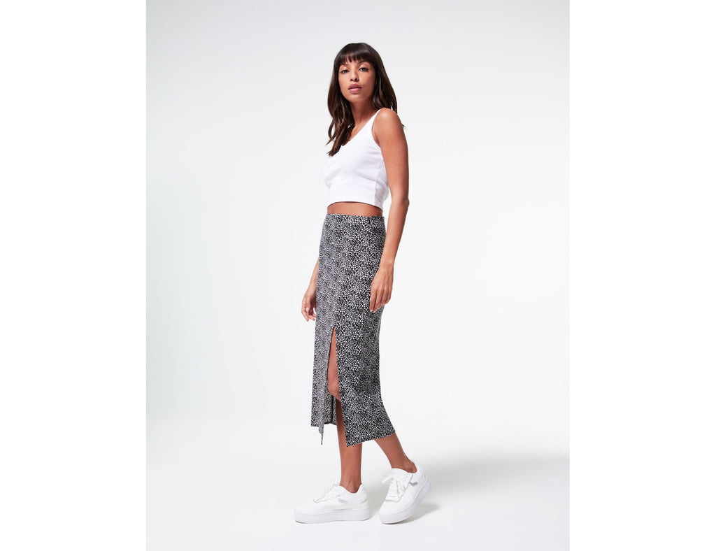 Jupe longue noire fleurie best sale