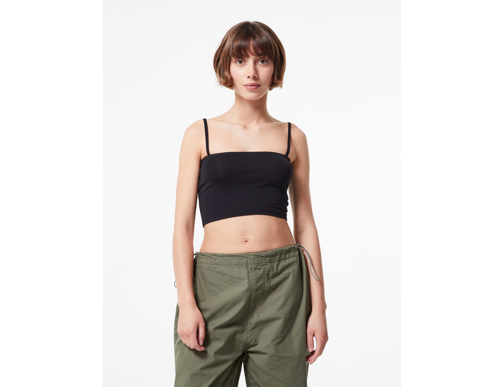 Crop top fines bretelles noir