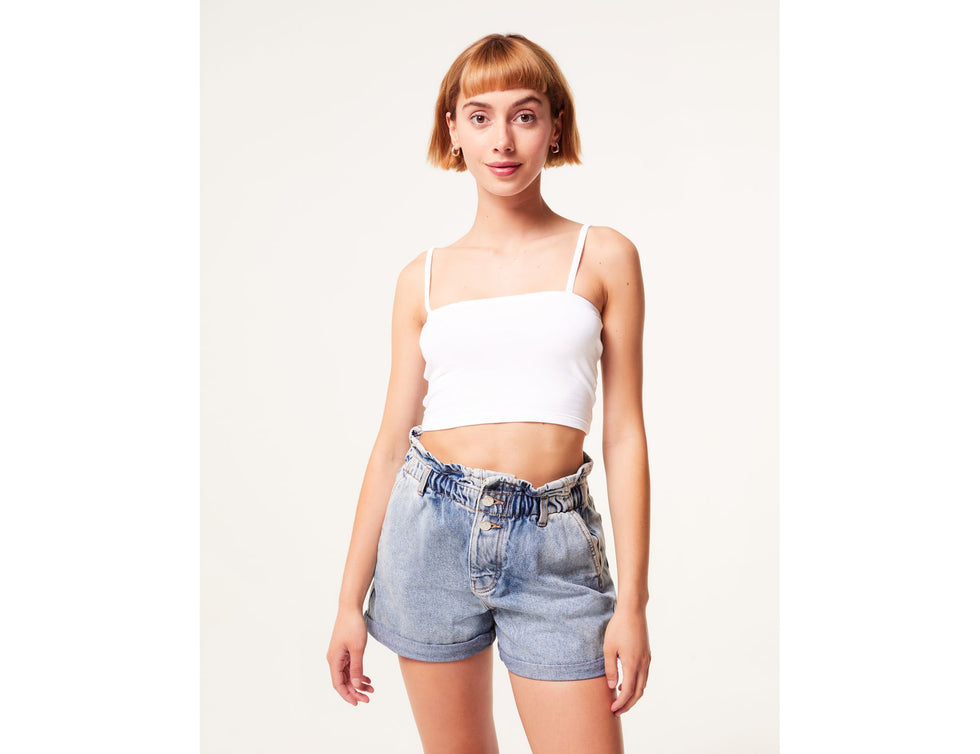 Crop top fines bretelles blanc