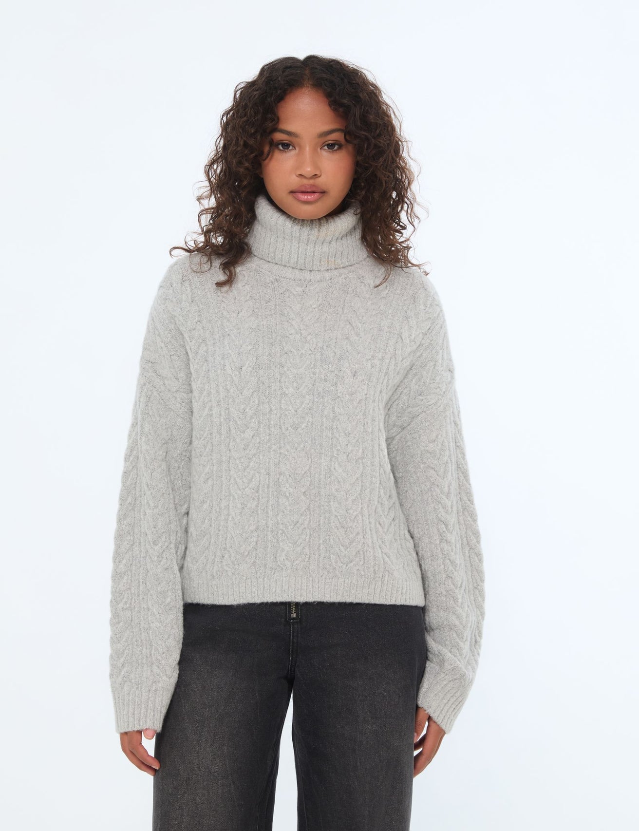 Pull col roulé gris chine - Image 1