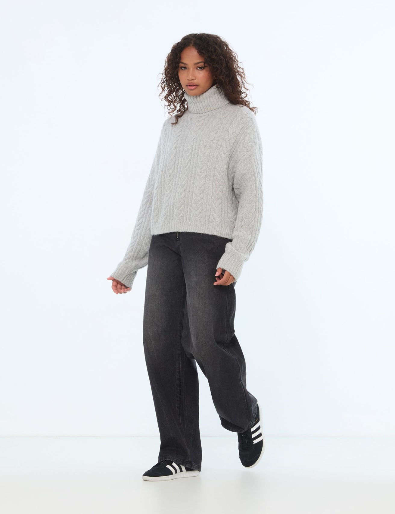 Pull col roulé gris chine - Image 3