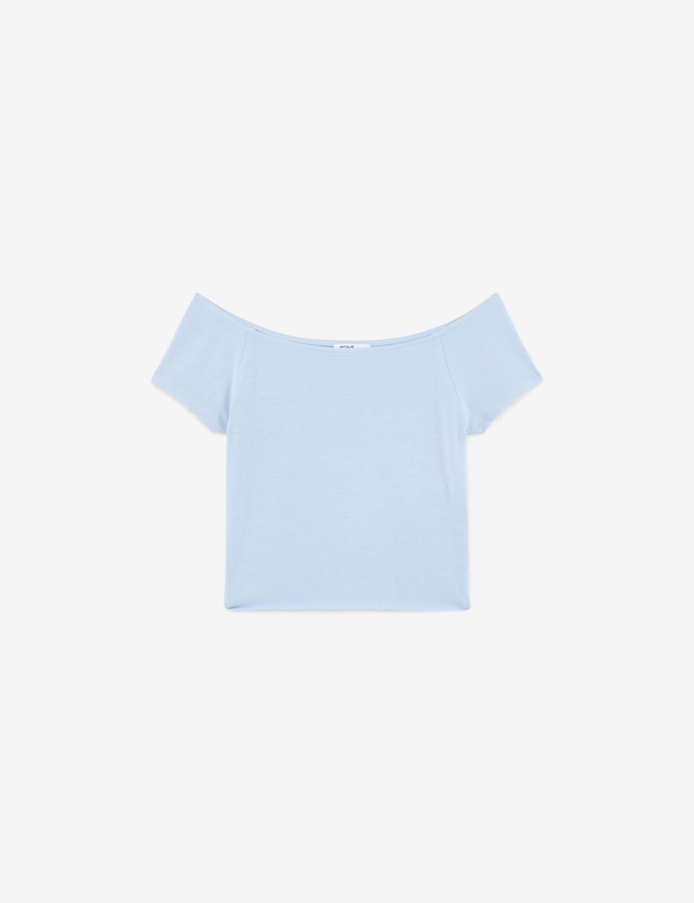 T-shirt bleu col bardot gris foncé