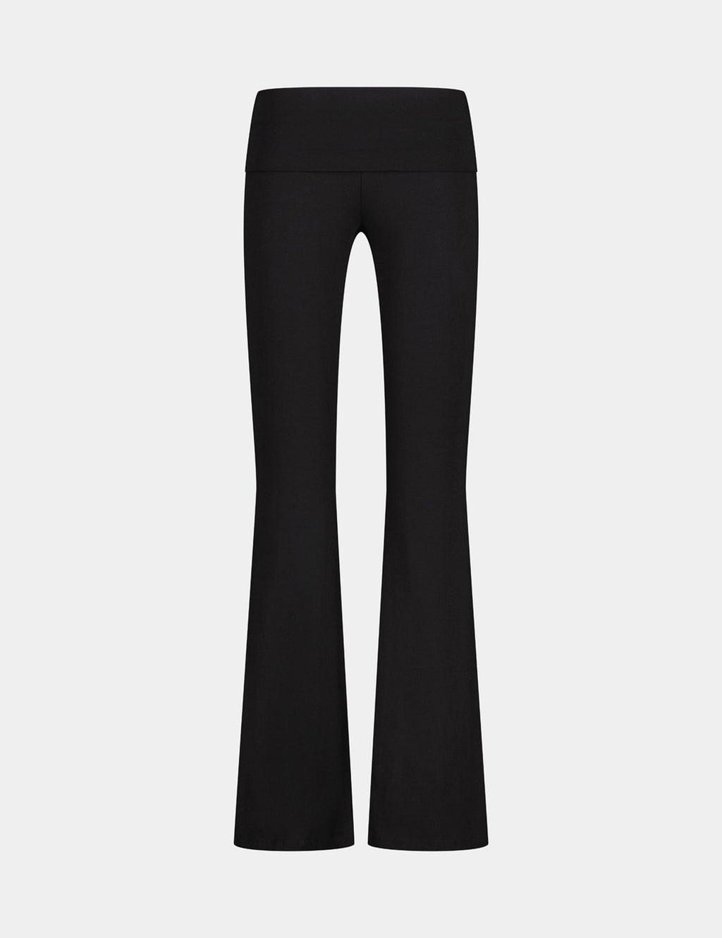 Pantalon évasé avec taille retroussée noir