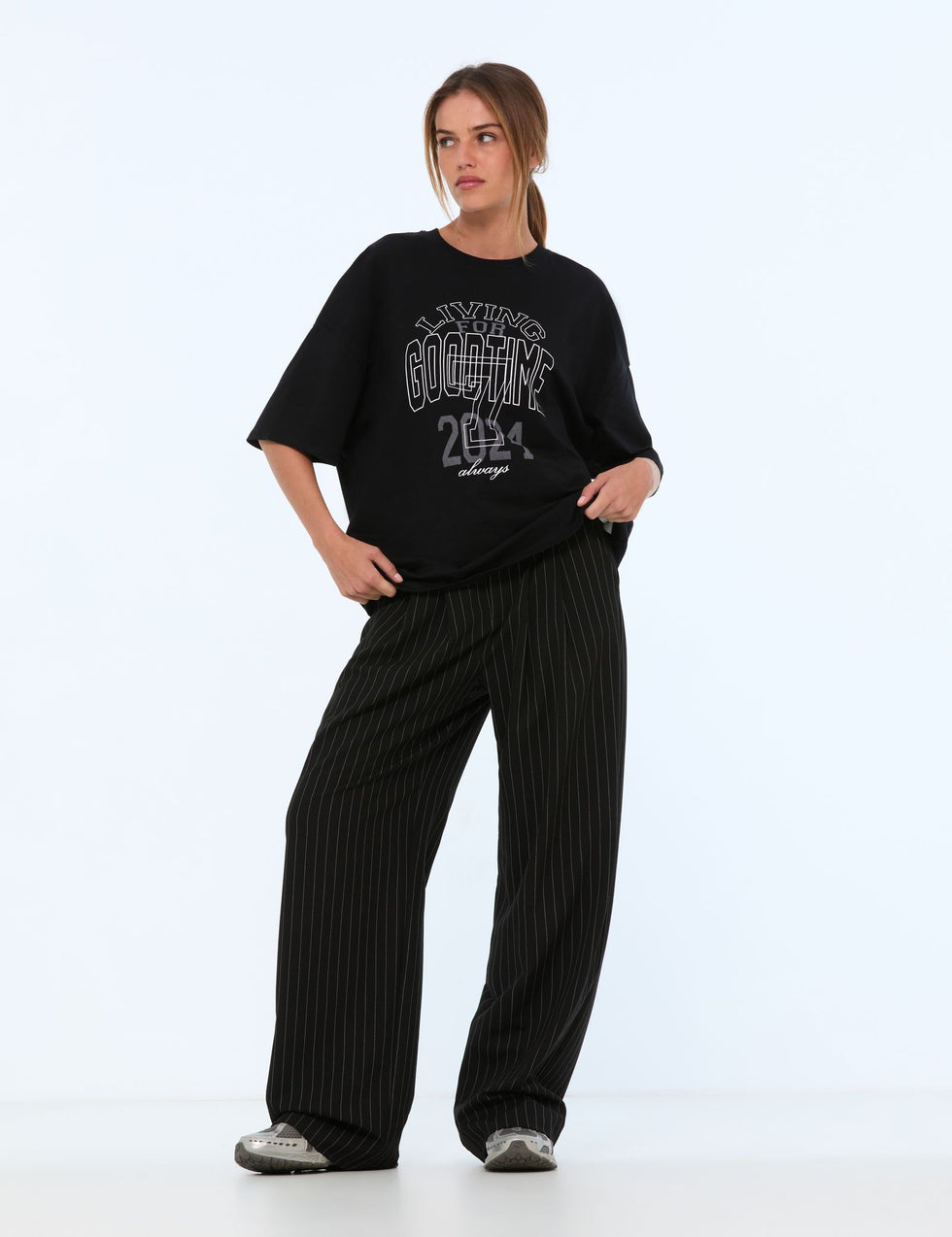 T-shirt oversize à message noir