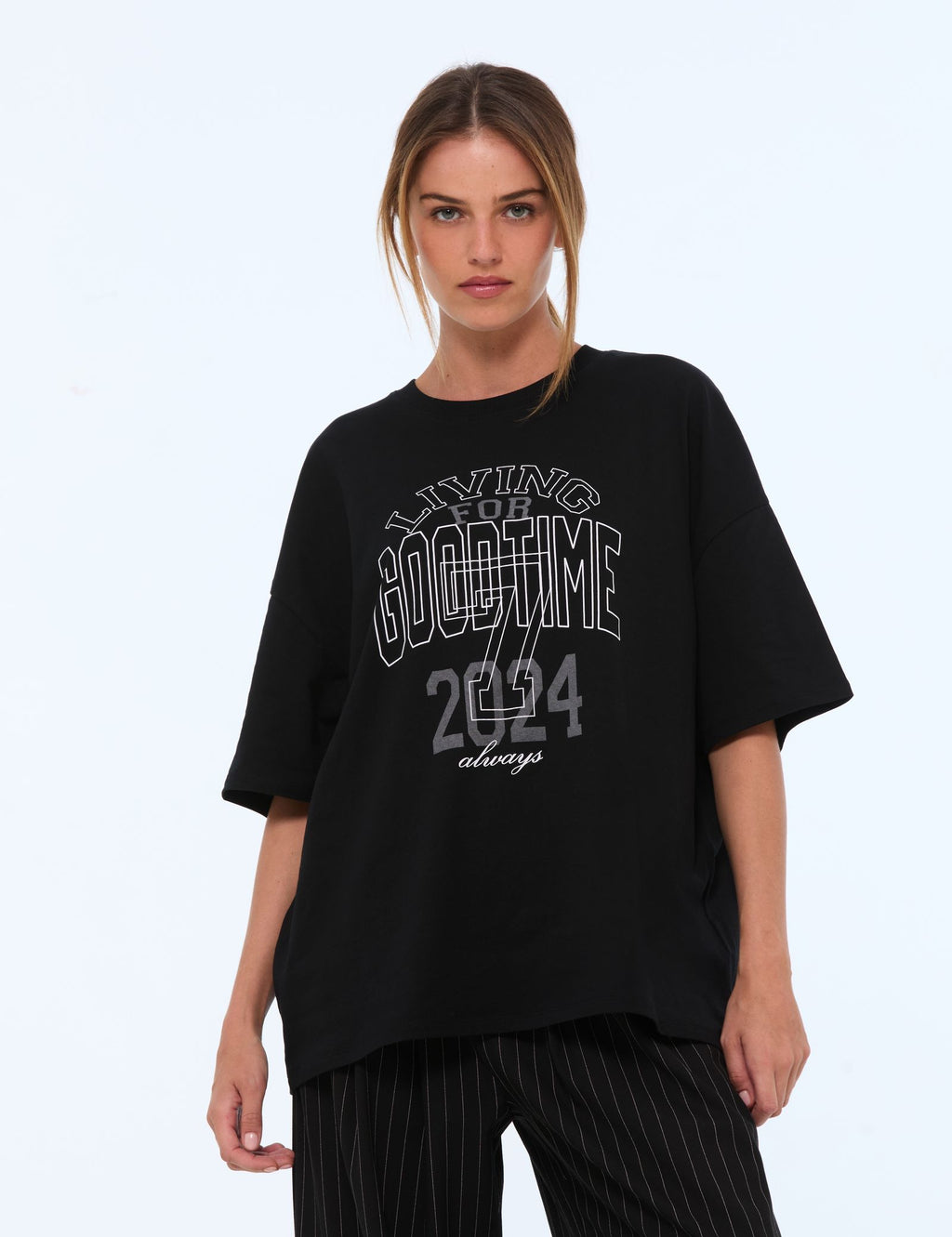 T-shirt oversize à message noir