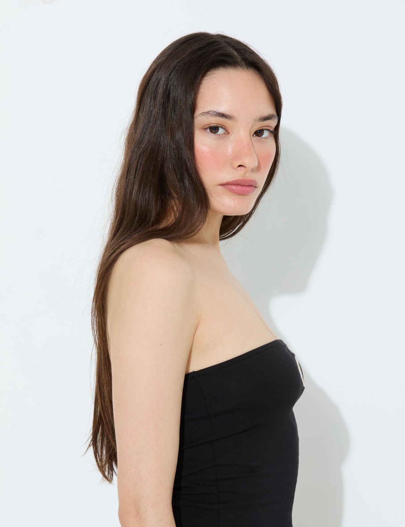 Top bustier noir à motif - Image 3