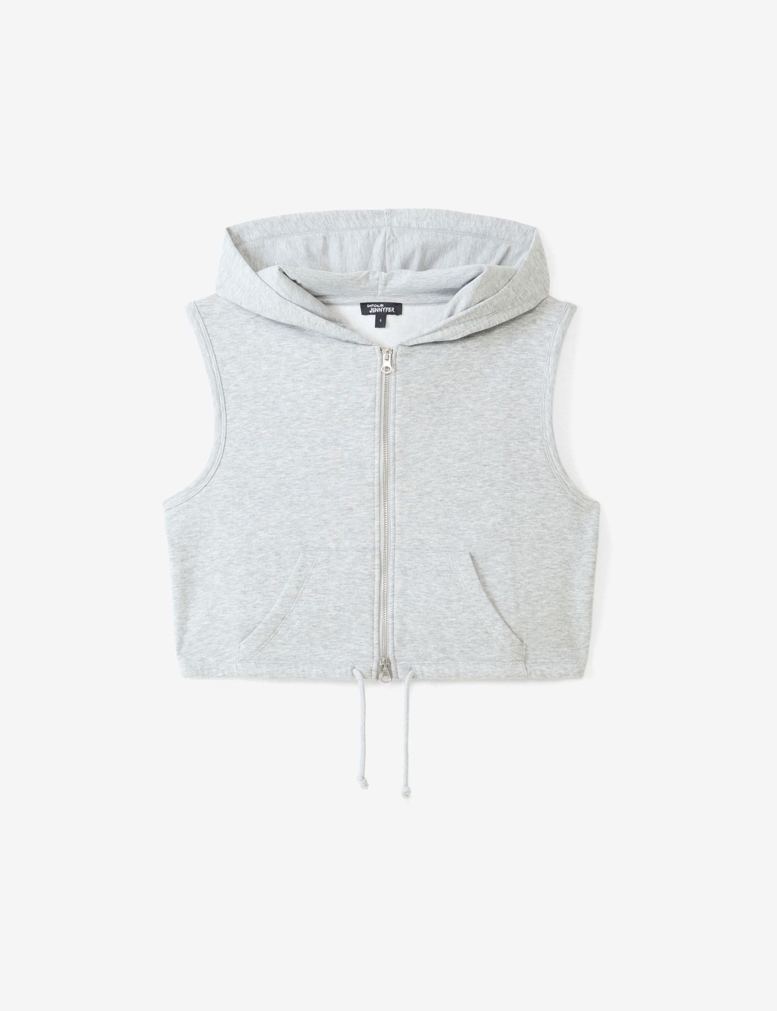 Sweat zippée sans manches gris chiné
