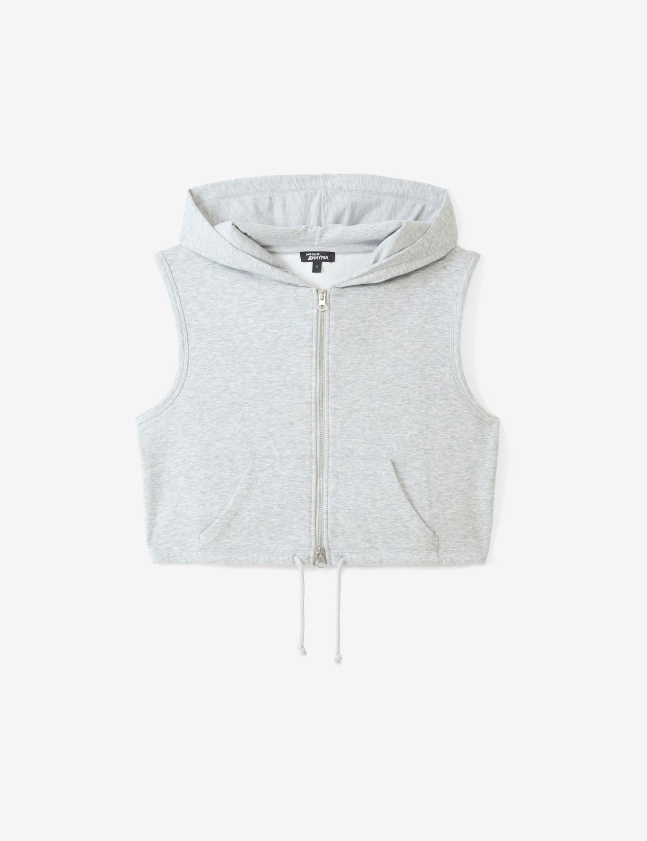 Sweat zippée sans manches gris chiné - Image 1