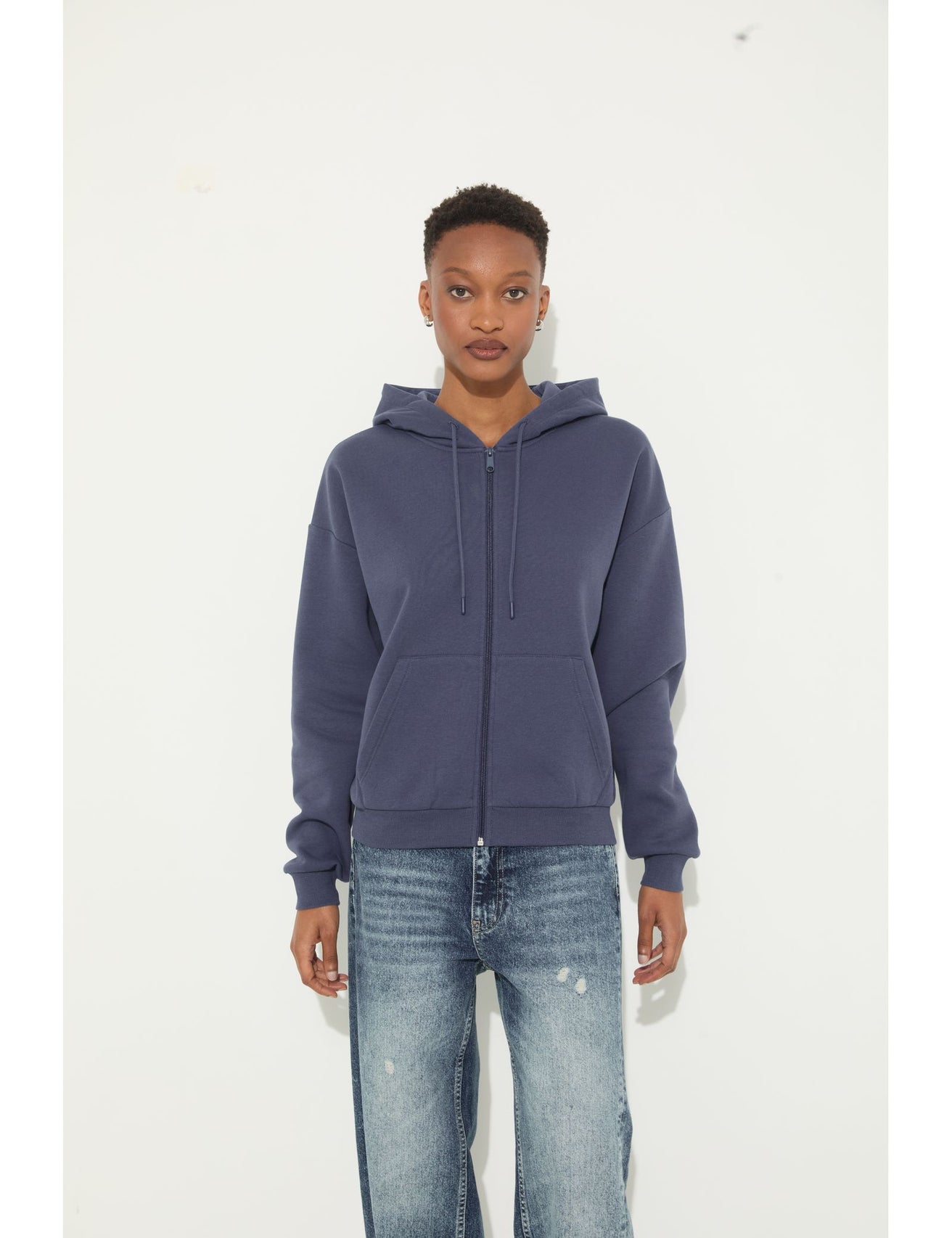 Sweat zippé bleu ardoise - Image 1