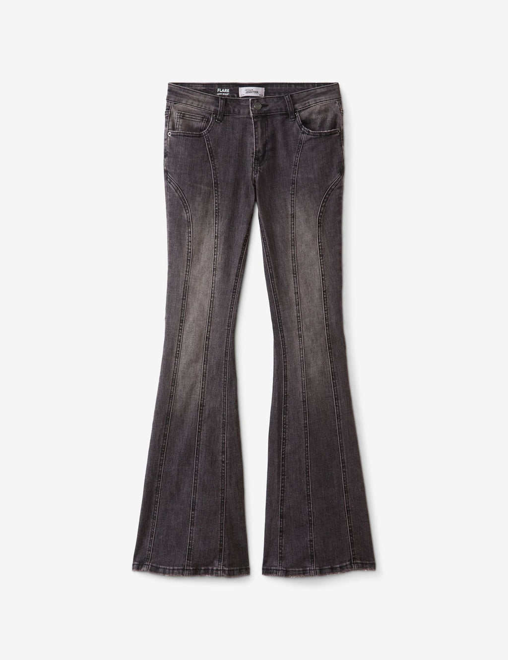 Jean coupe flare avec surpiqûres noir
