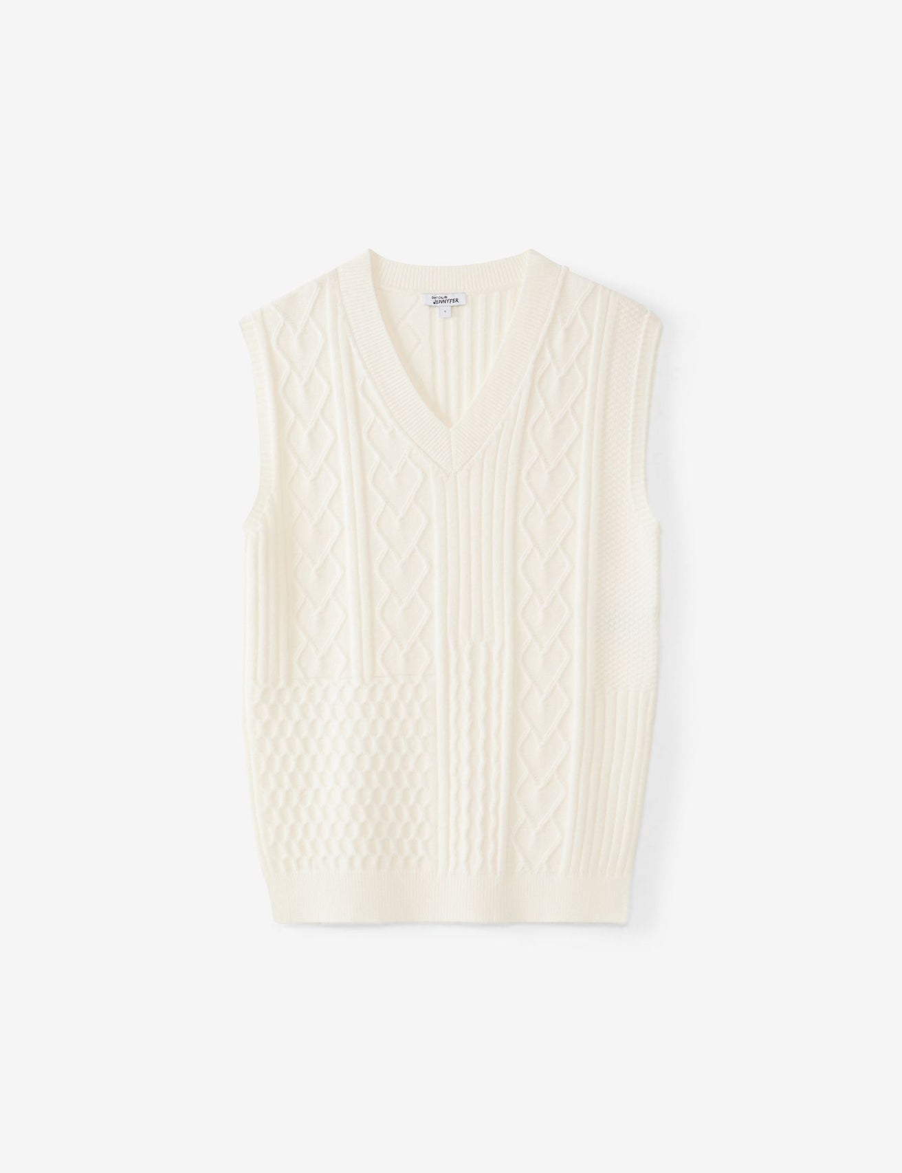 Pull sans manches en maille côtelée écru - Image 4