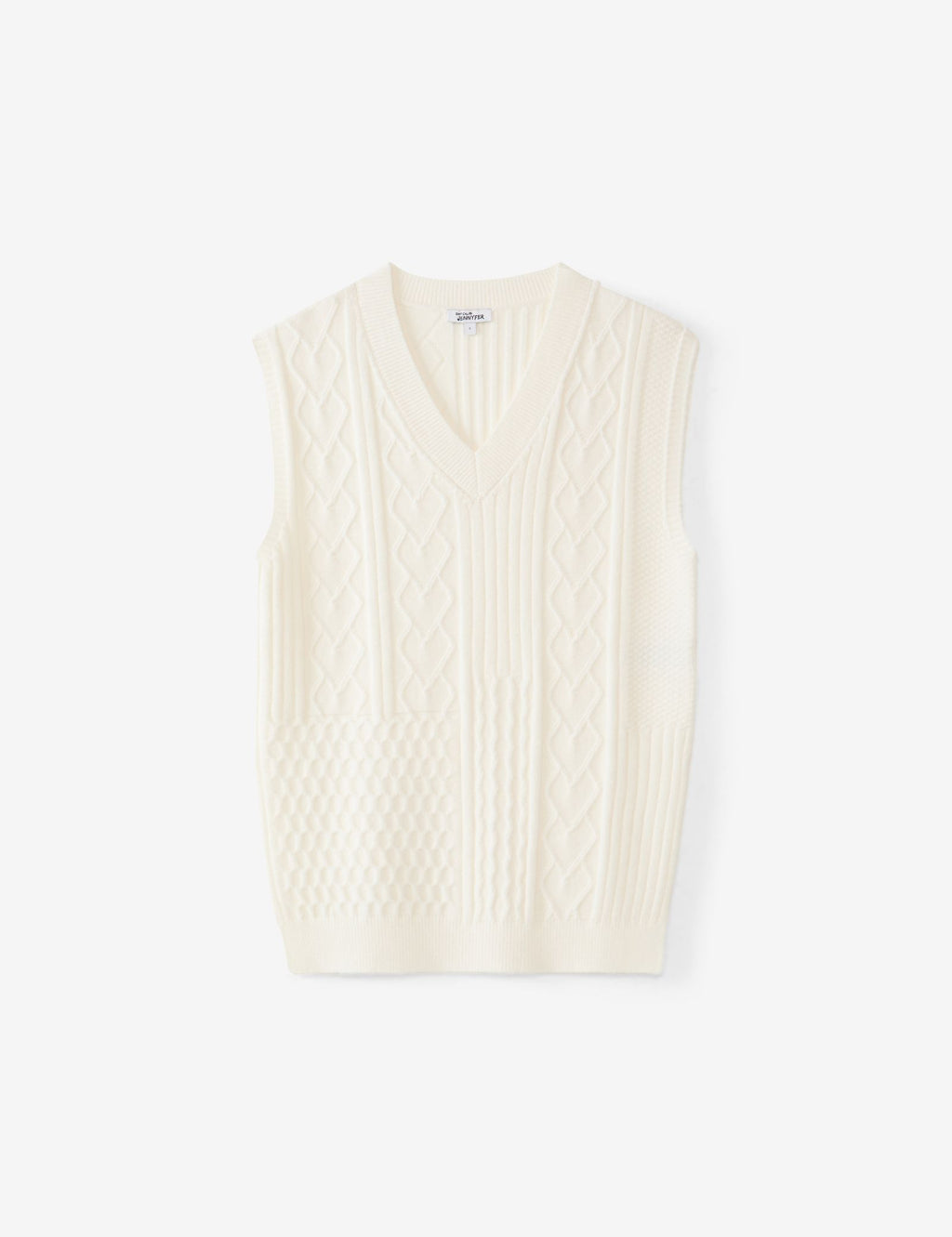 Pull sans manches en maille côtelée écru