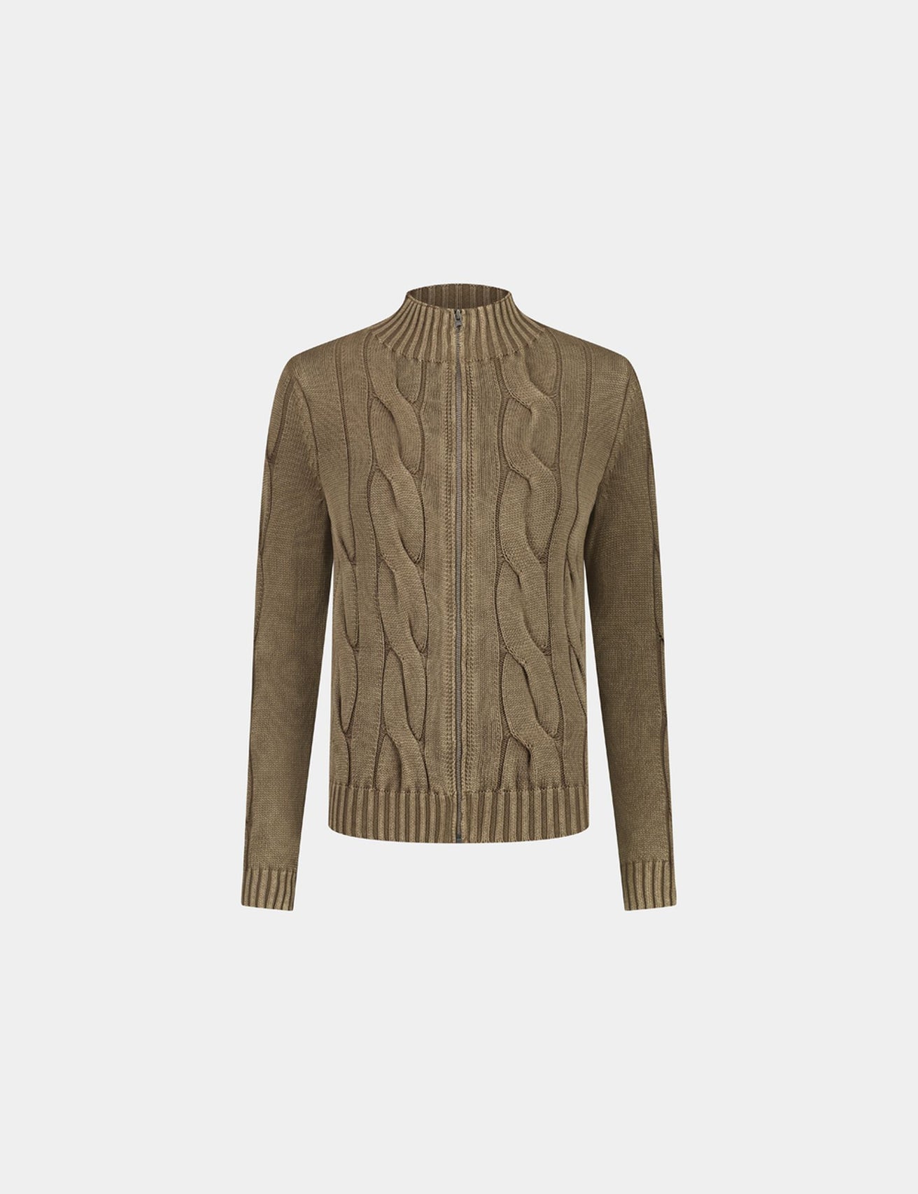 Gilet en maille tréssée marron clair - Image 4