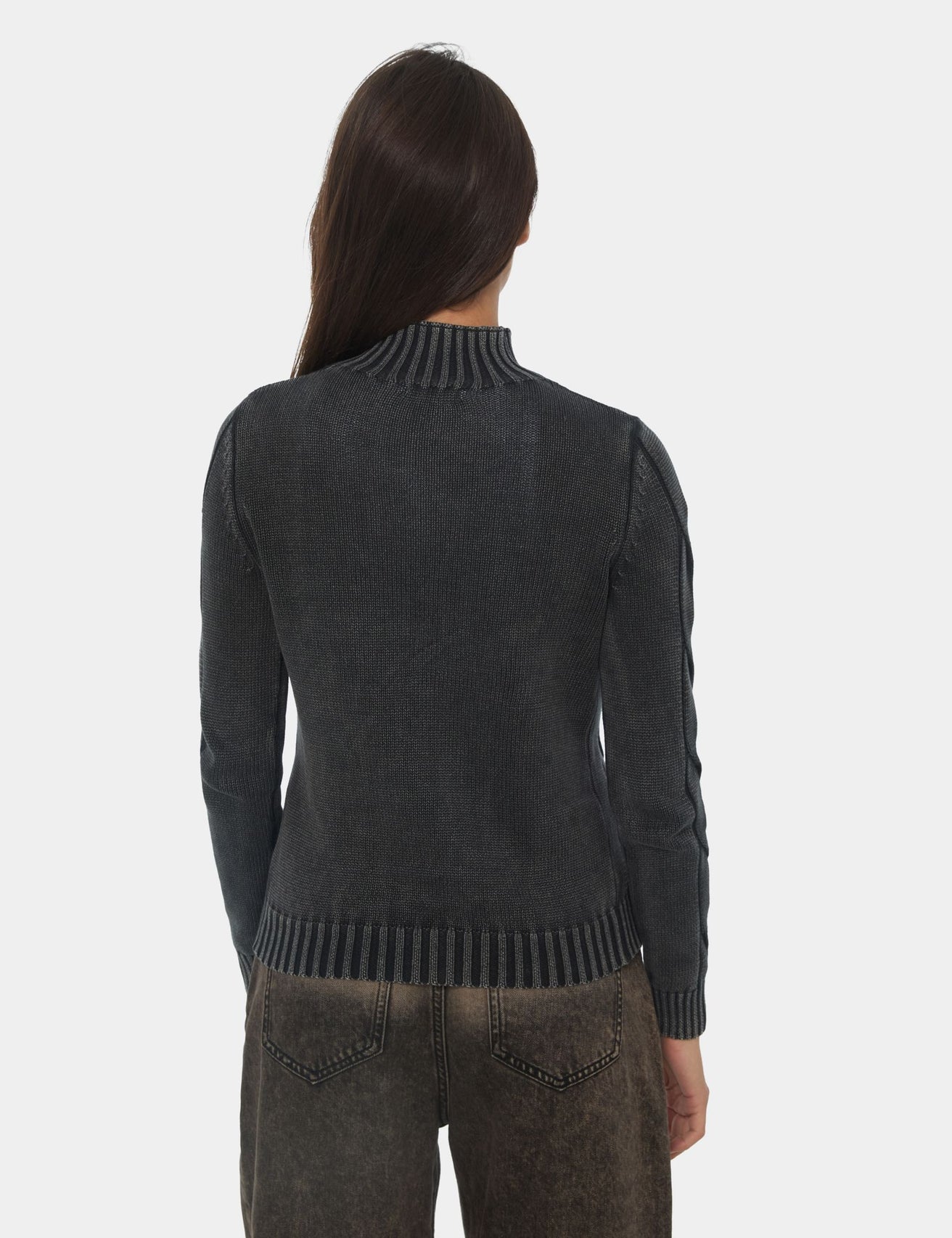 Gilet en maille tréssée gris foncé - Image 2