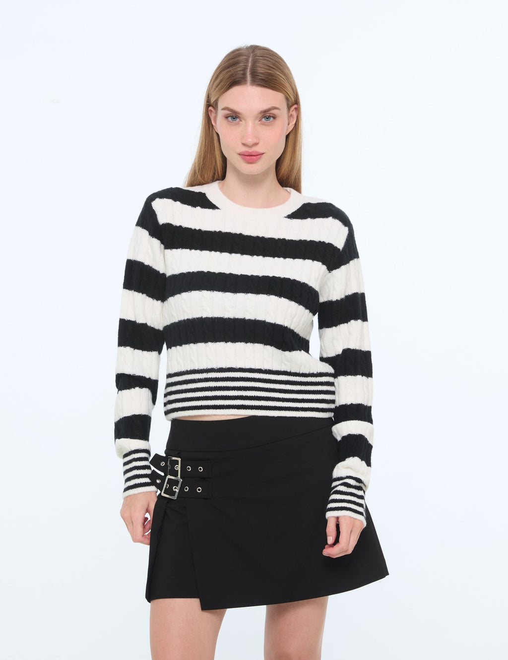 Pull en maille noir et écru