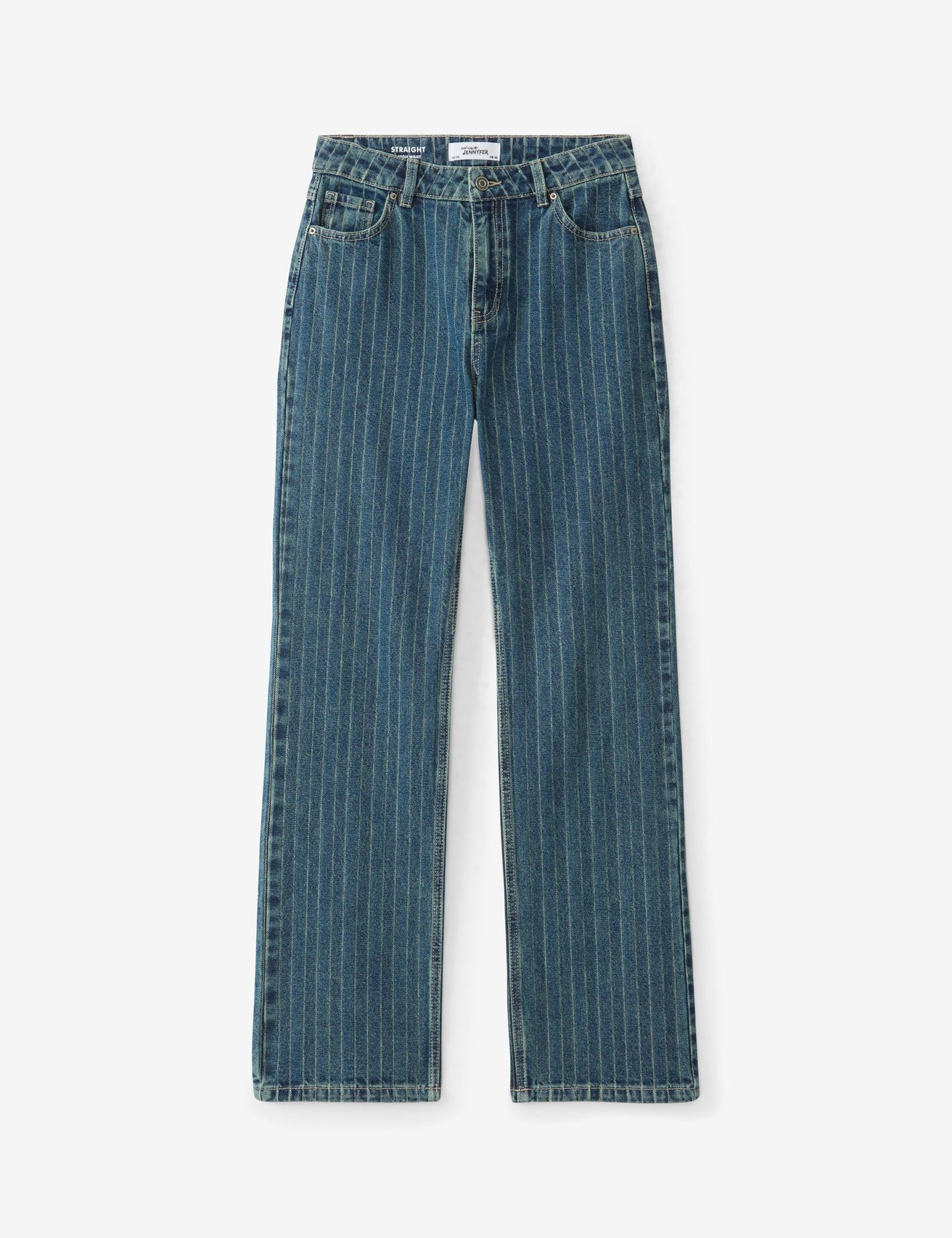 Jean straight rayé bleu clair - Image 1