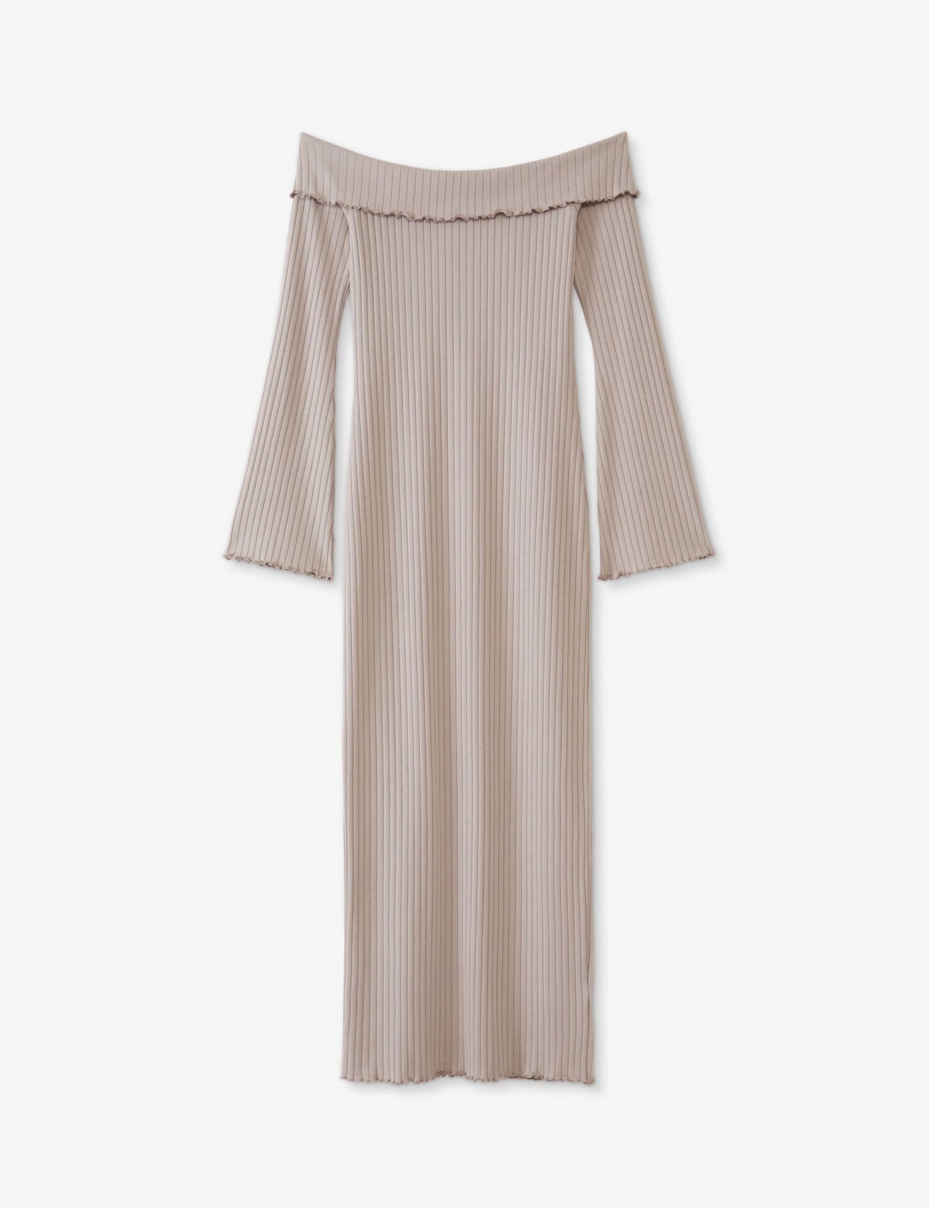 Robe longue col bardot taupe - Image 5