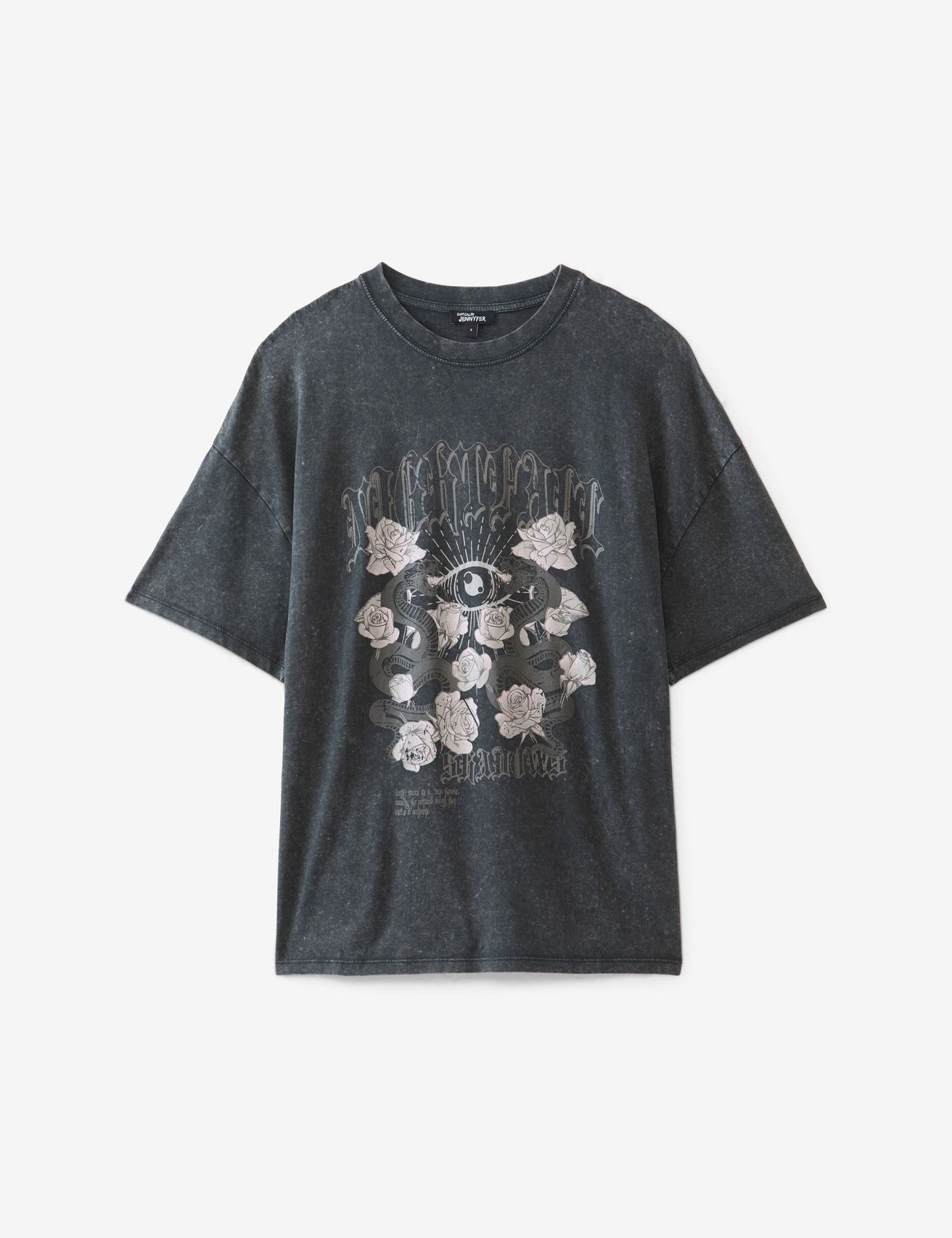 T- shirt fleuri noir - Image 4