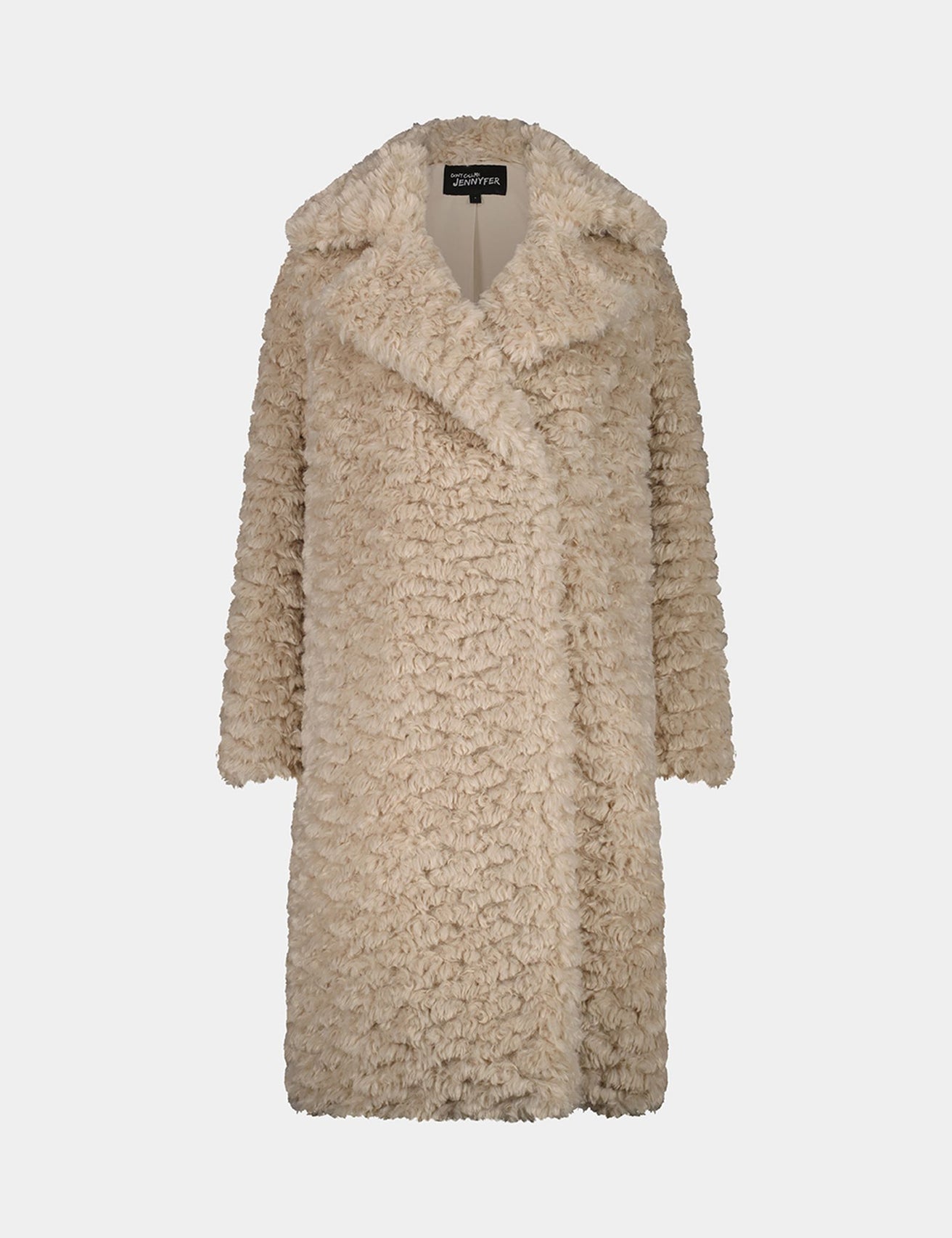 Manteau long à poils doux crème - Image 5