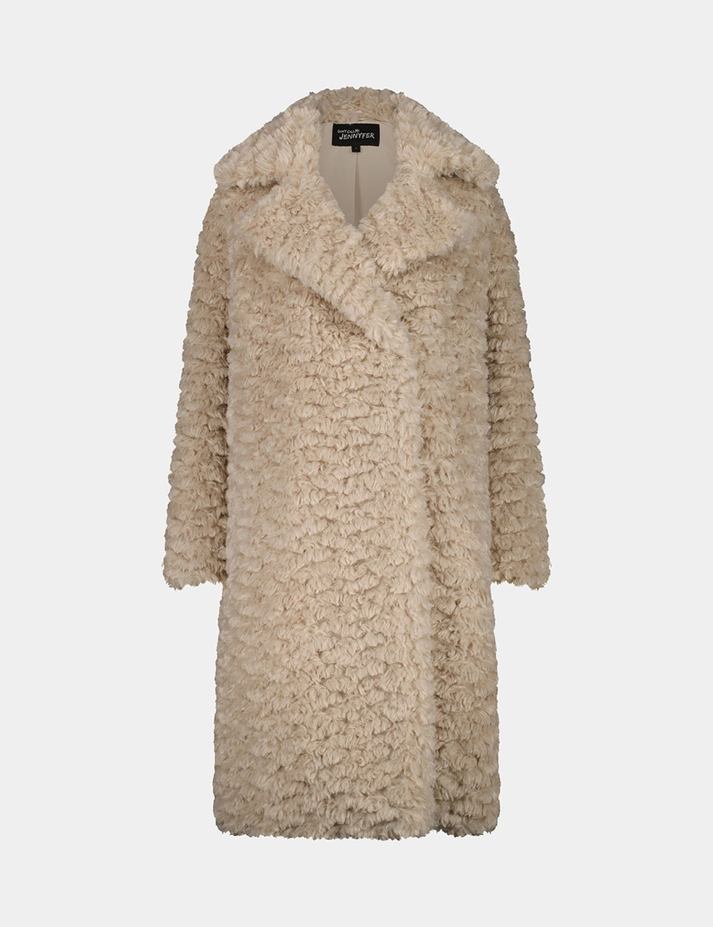 Manteau long à poils doux crème