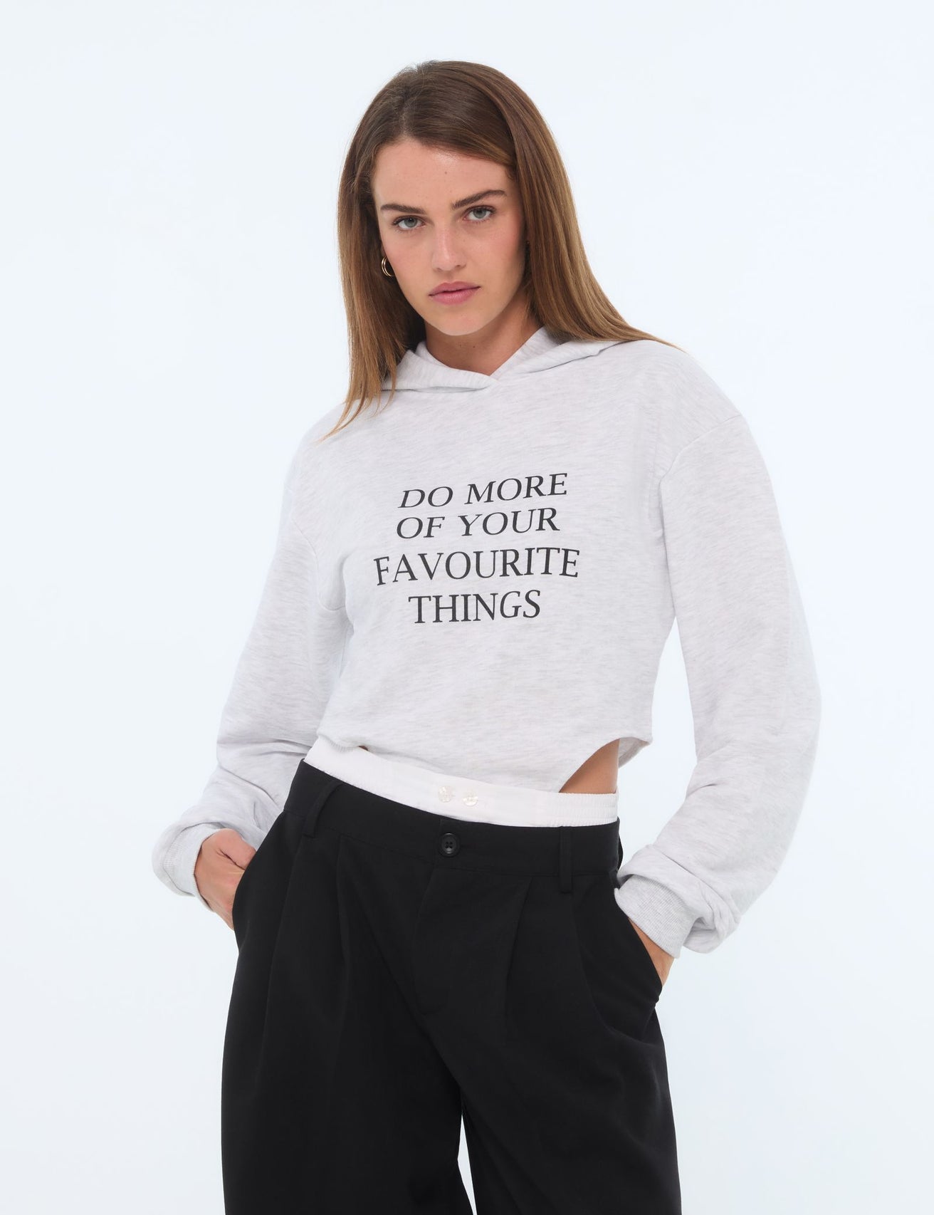 Sweat body oversize à message gris chine - Image 1