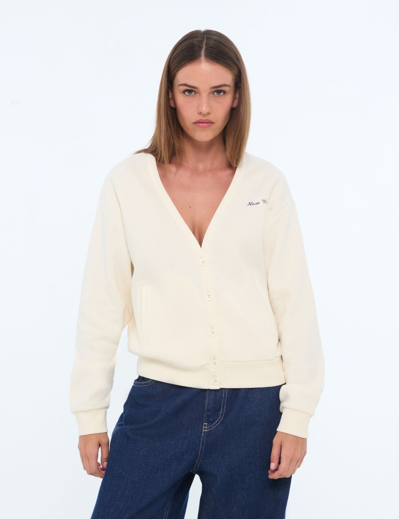 Cardigan New York blanc cassé - Image 1