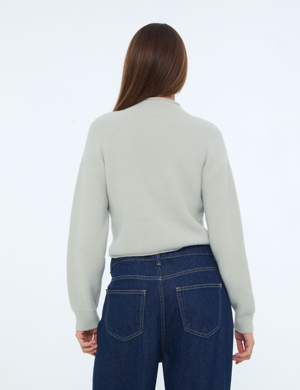 Pull à col montant doux vert clair