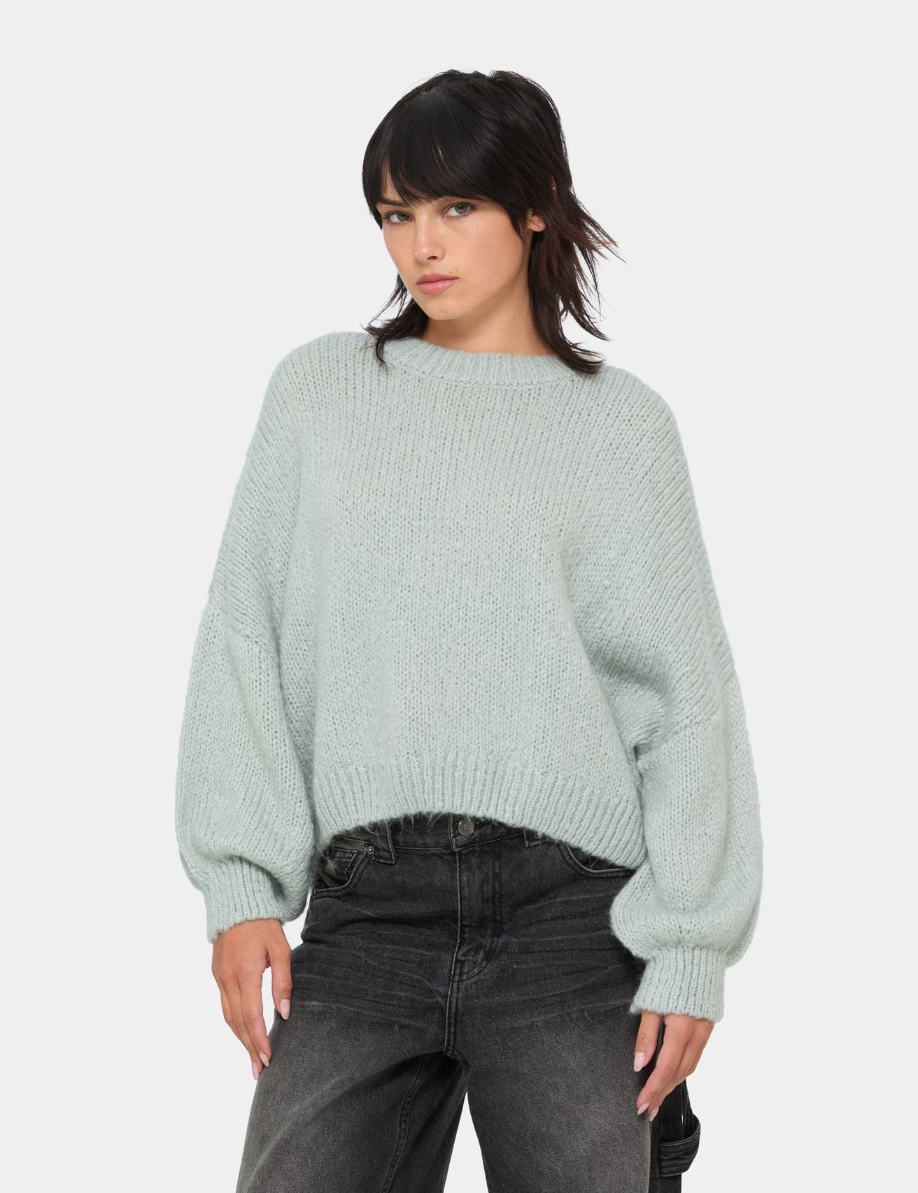 Pull oversize en mélange de laine vert clair - Image 1