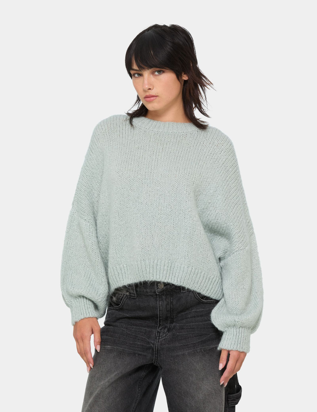 Pull oversize en mélange de laine vert clair
