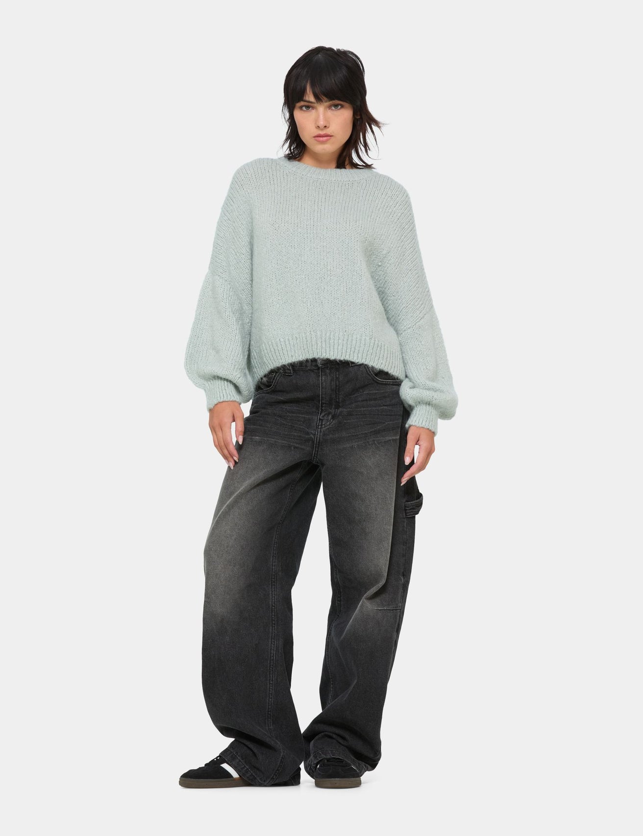 Pull oversize en mélange de laine vert clair - Image 3