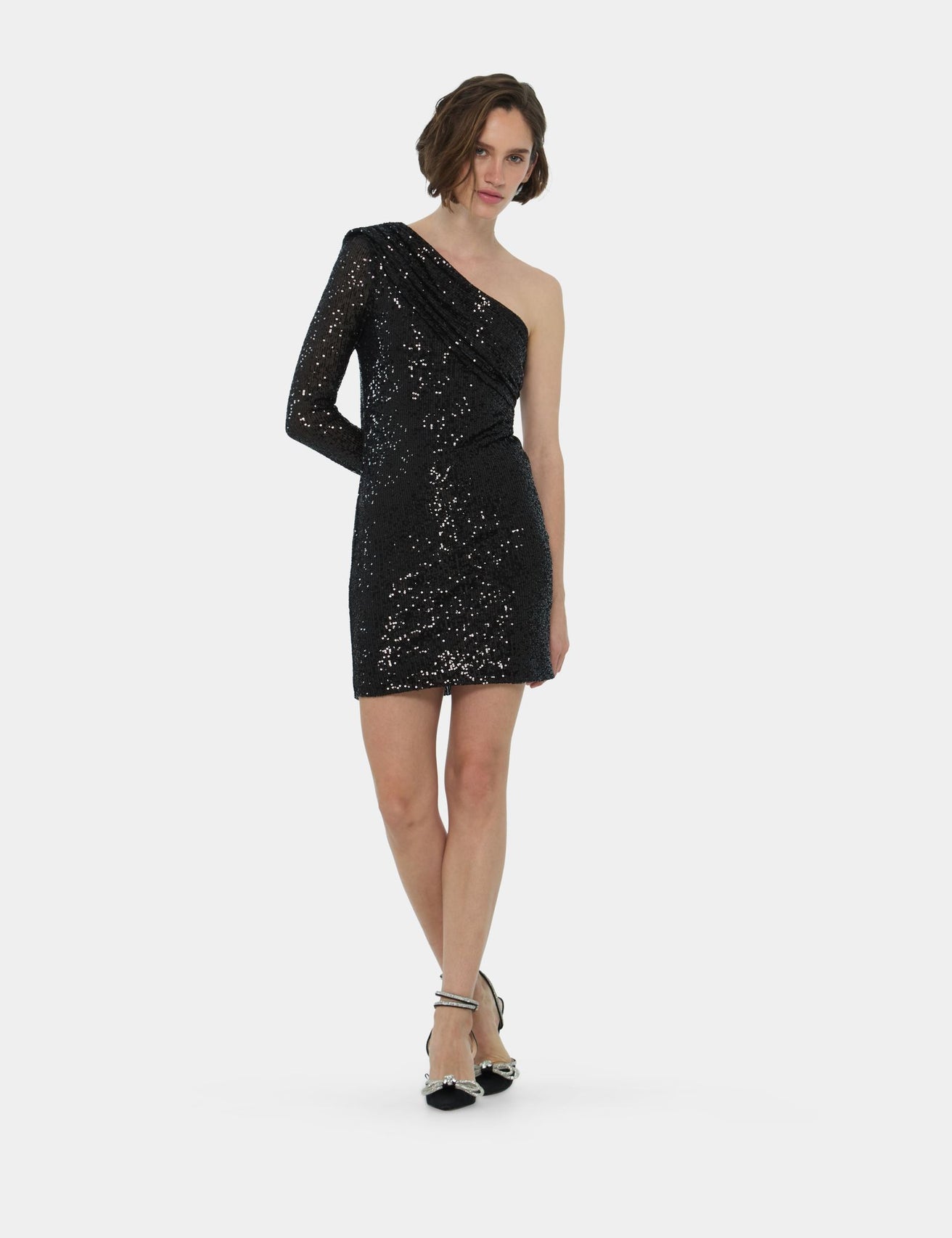Robe asymétrique à sequin noire - Image 3