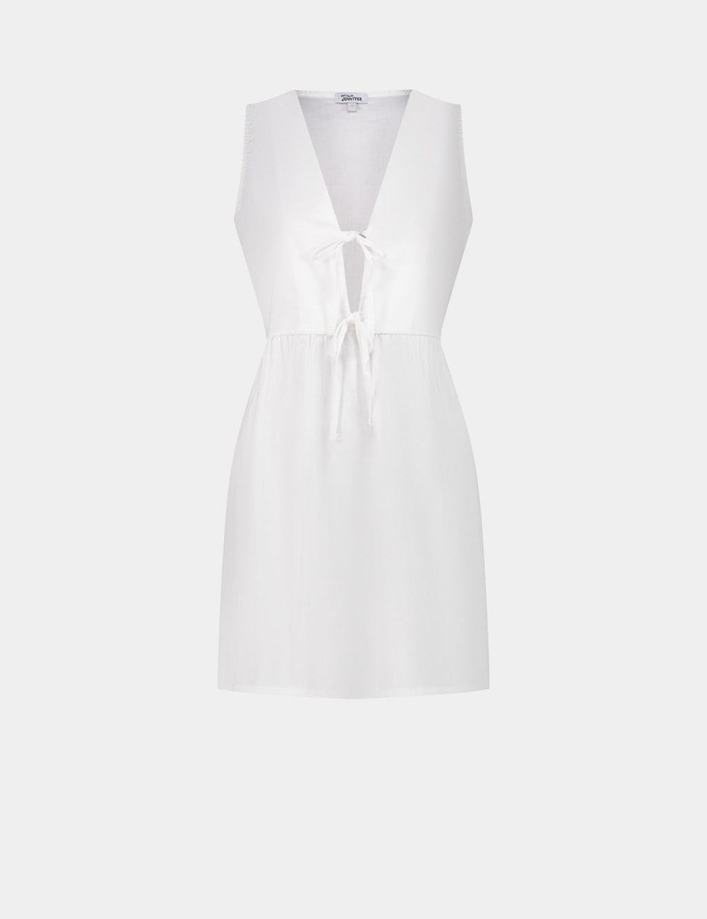 Robe blanche avec liens à nouer à l'avant