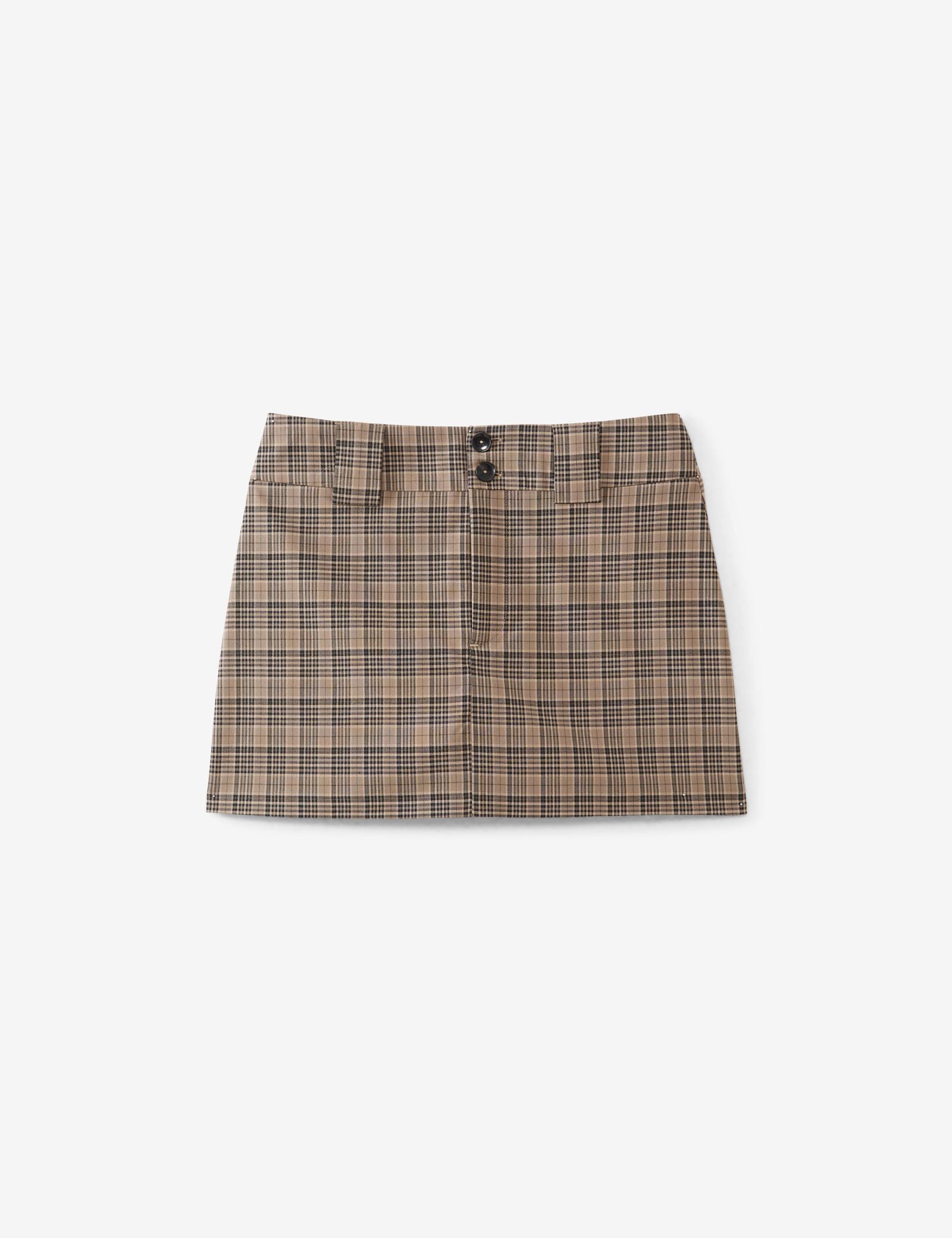 Jupe short courte a carreaux marron Jennyfer