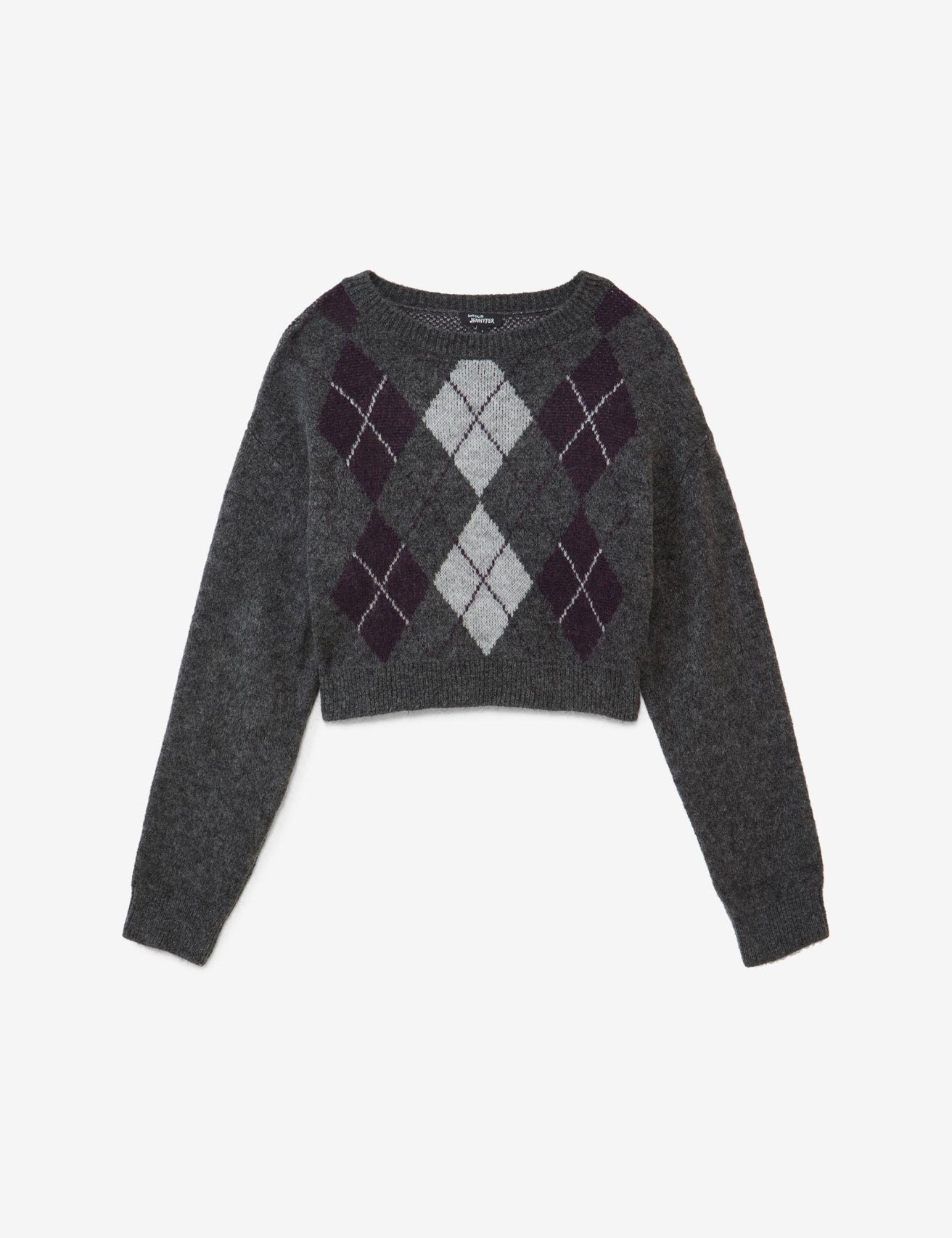 Pull court motifs losange gris foncé - Image 4