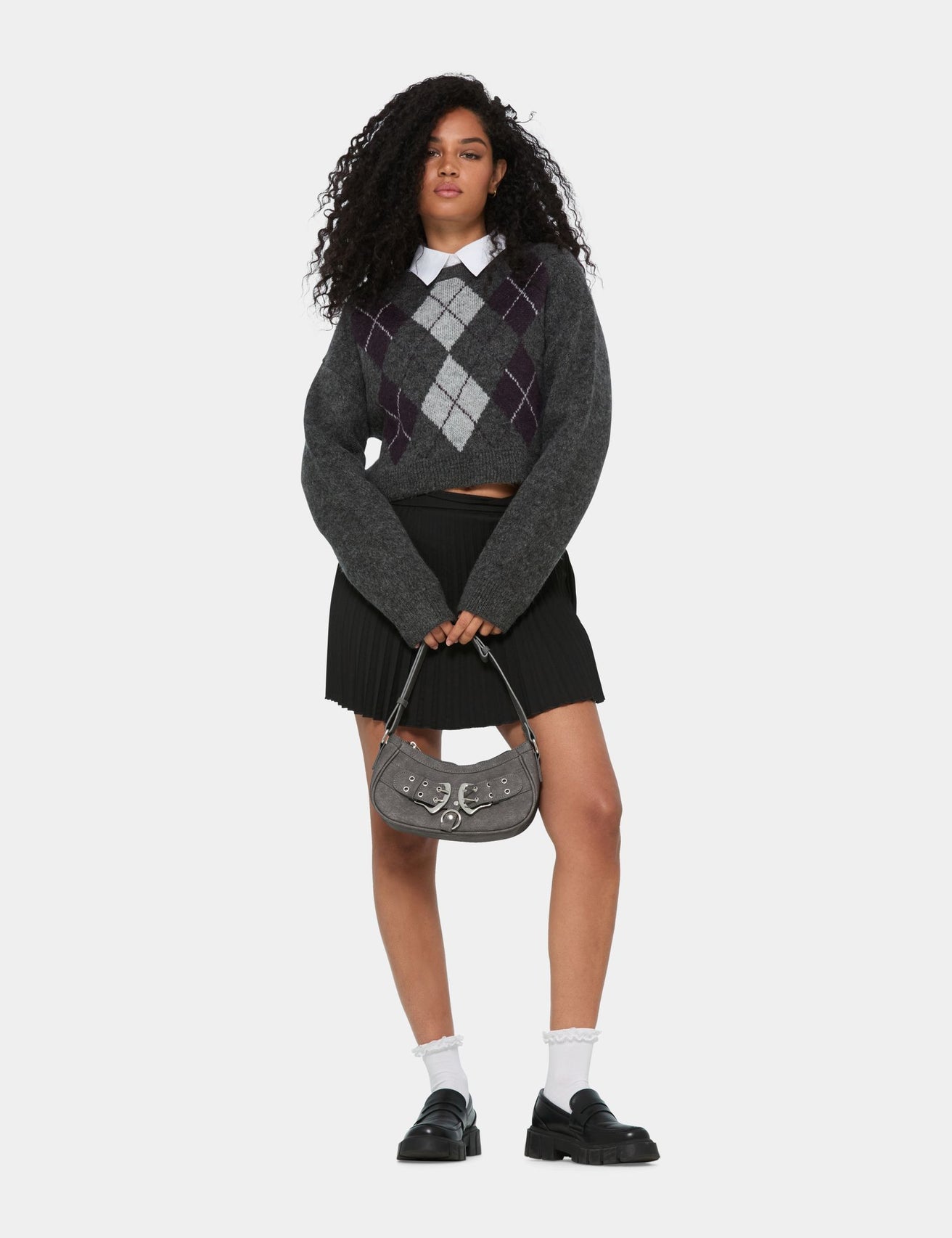 Pull court motifs losange gris foncé - Image 3