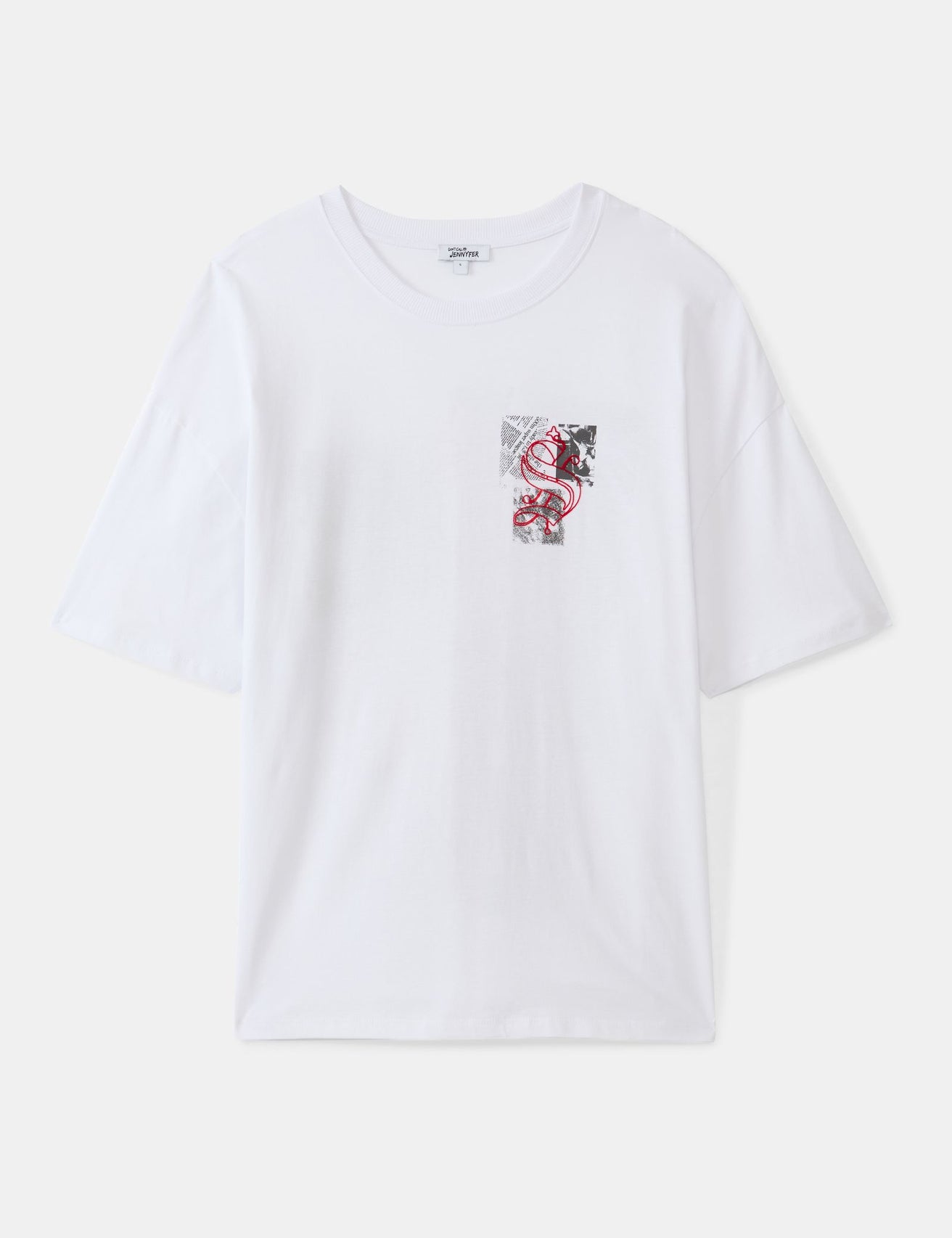 T-shirt oversize à motif journal blanc - Image 1