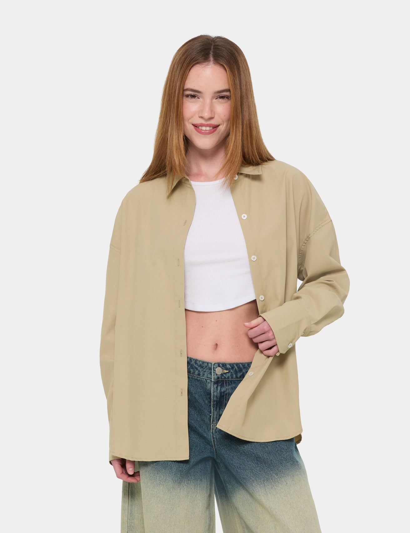 Chemise oversize beige kaki - Image 1