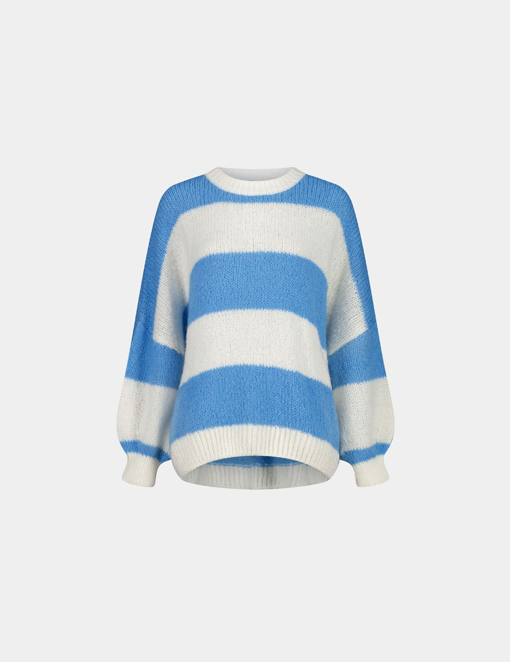 Pull oversize à rayures en mélange de laine bleu azur