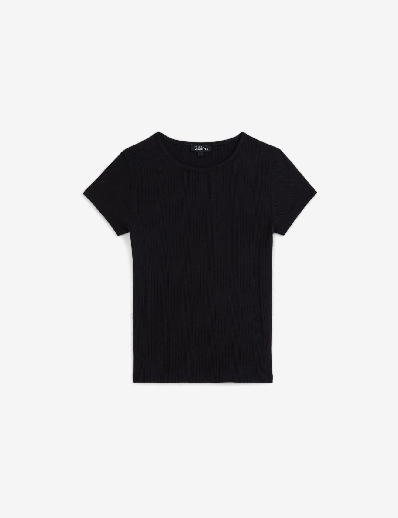 T-shirt à manches courtes côtelé noir - Image 1