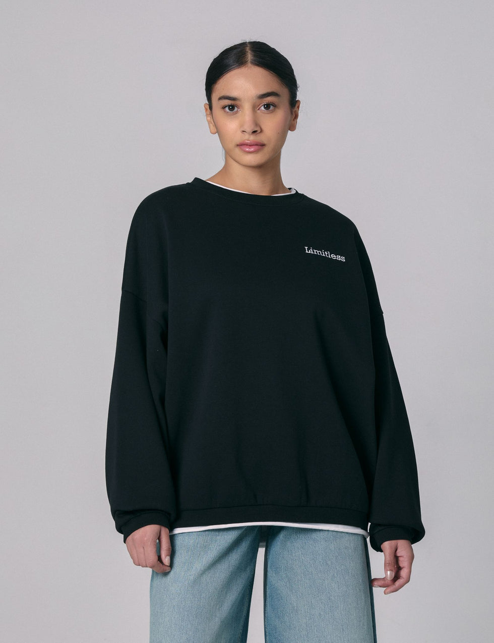 Sweat à message double couture noir