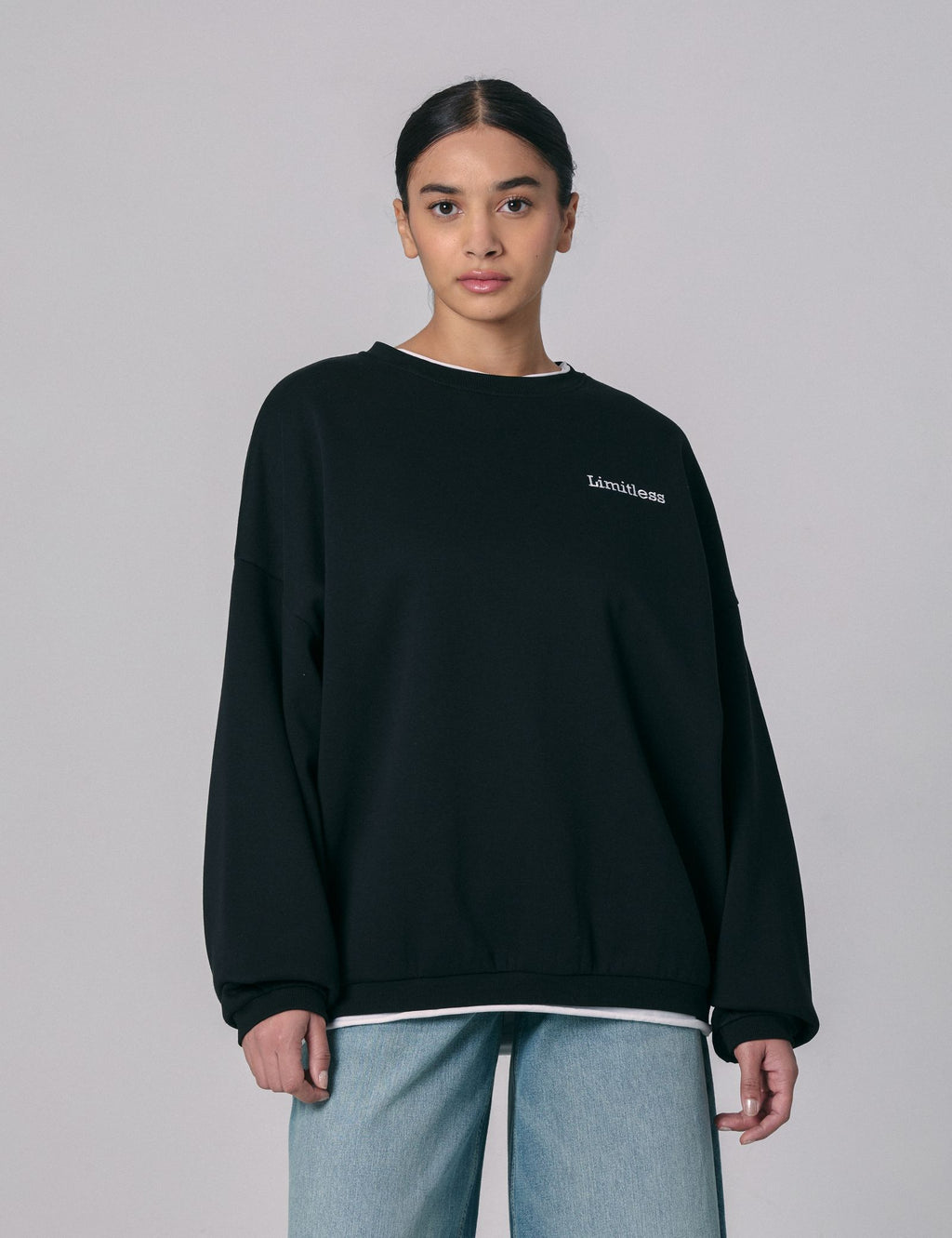 Sweat à message double couture noir