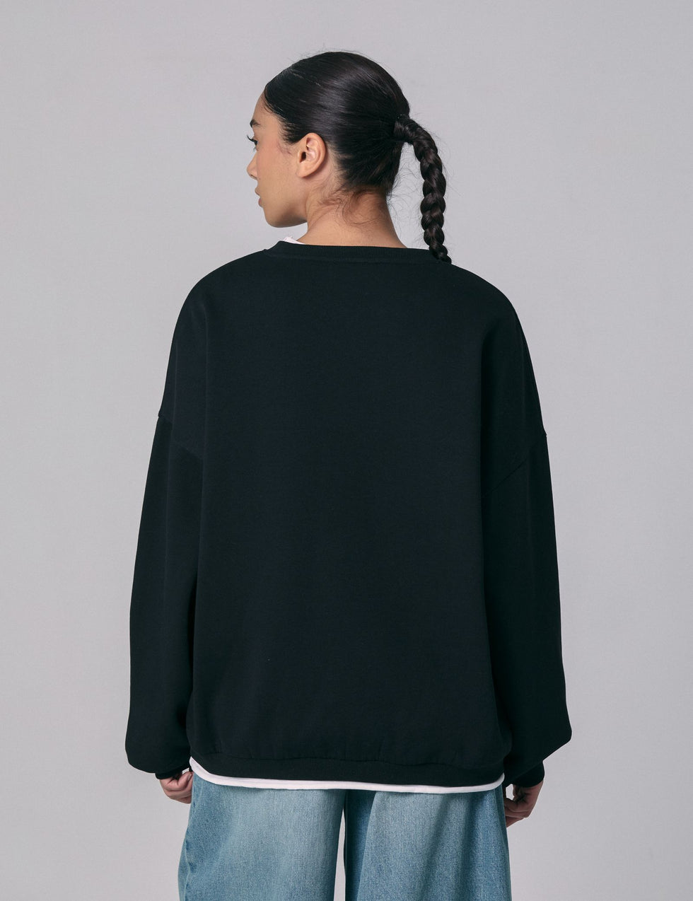 Sweat à message double couture noir