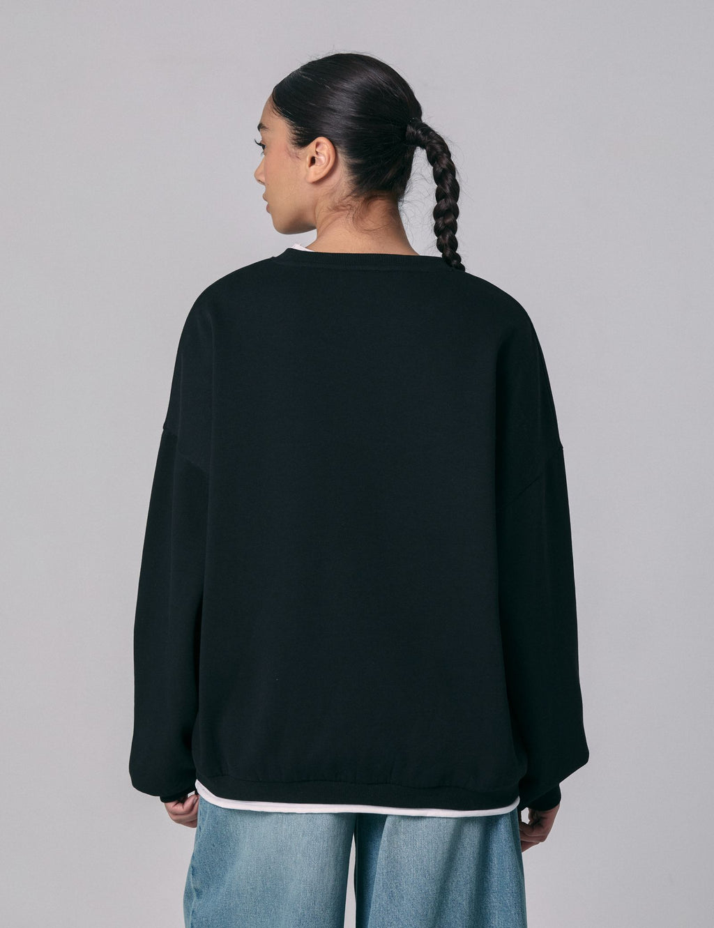 Sweat à message double couture noir