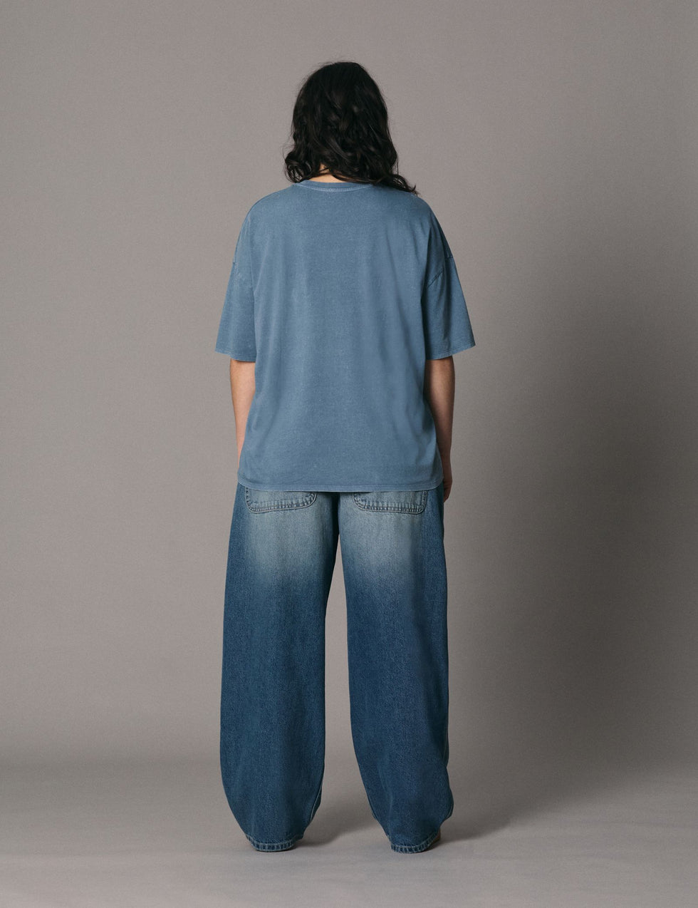 T-shirt à message manches courtes bleu ardoise