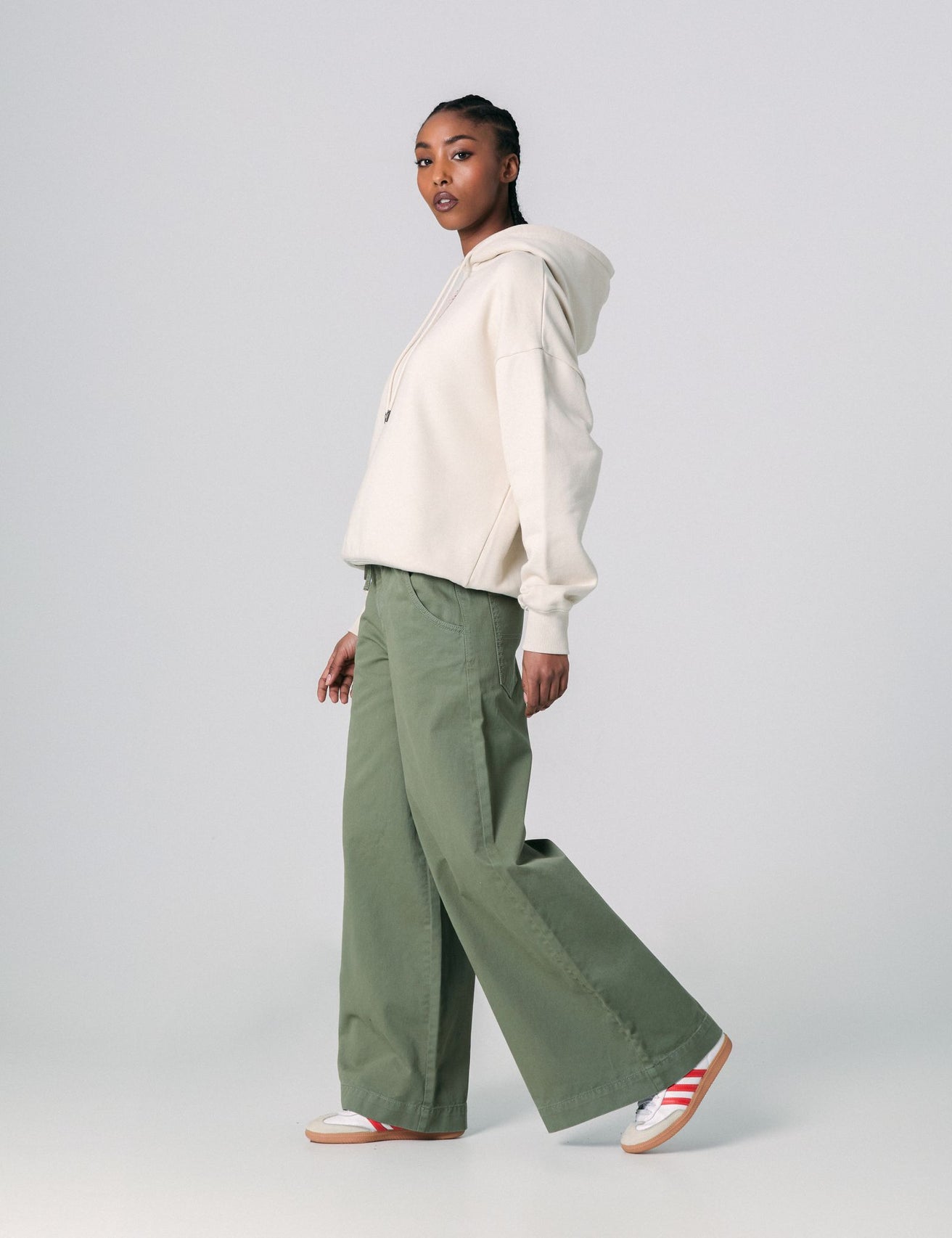 Pantalon wide leg taille basse kaki - Image 3