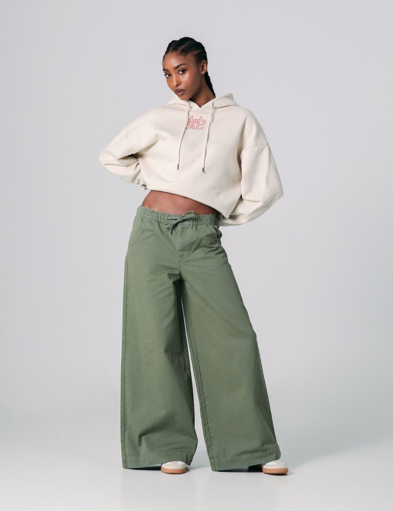 Pantalon wide leg taille basse kaki - Image 4