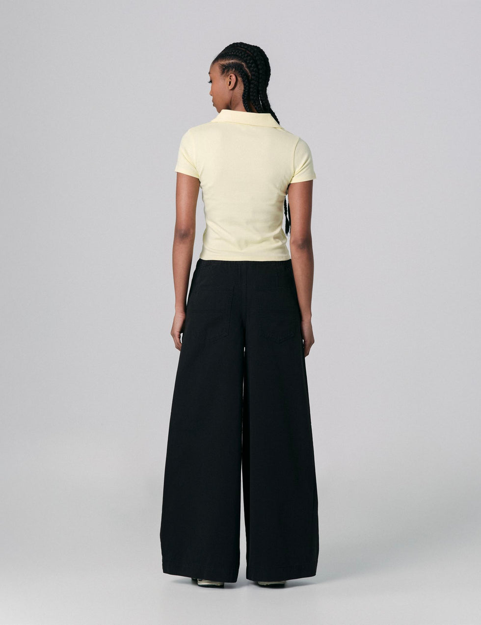 Pantalon wide leg taille basse noir